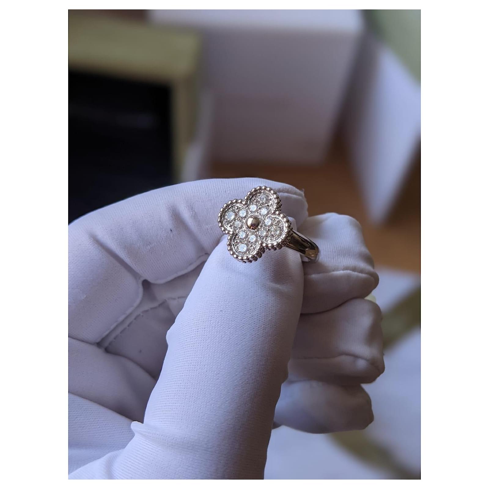 Van Cleef & Arpels Vintage Alhambra Diamond Ring 18K Yellow Gold