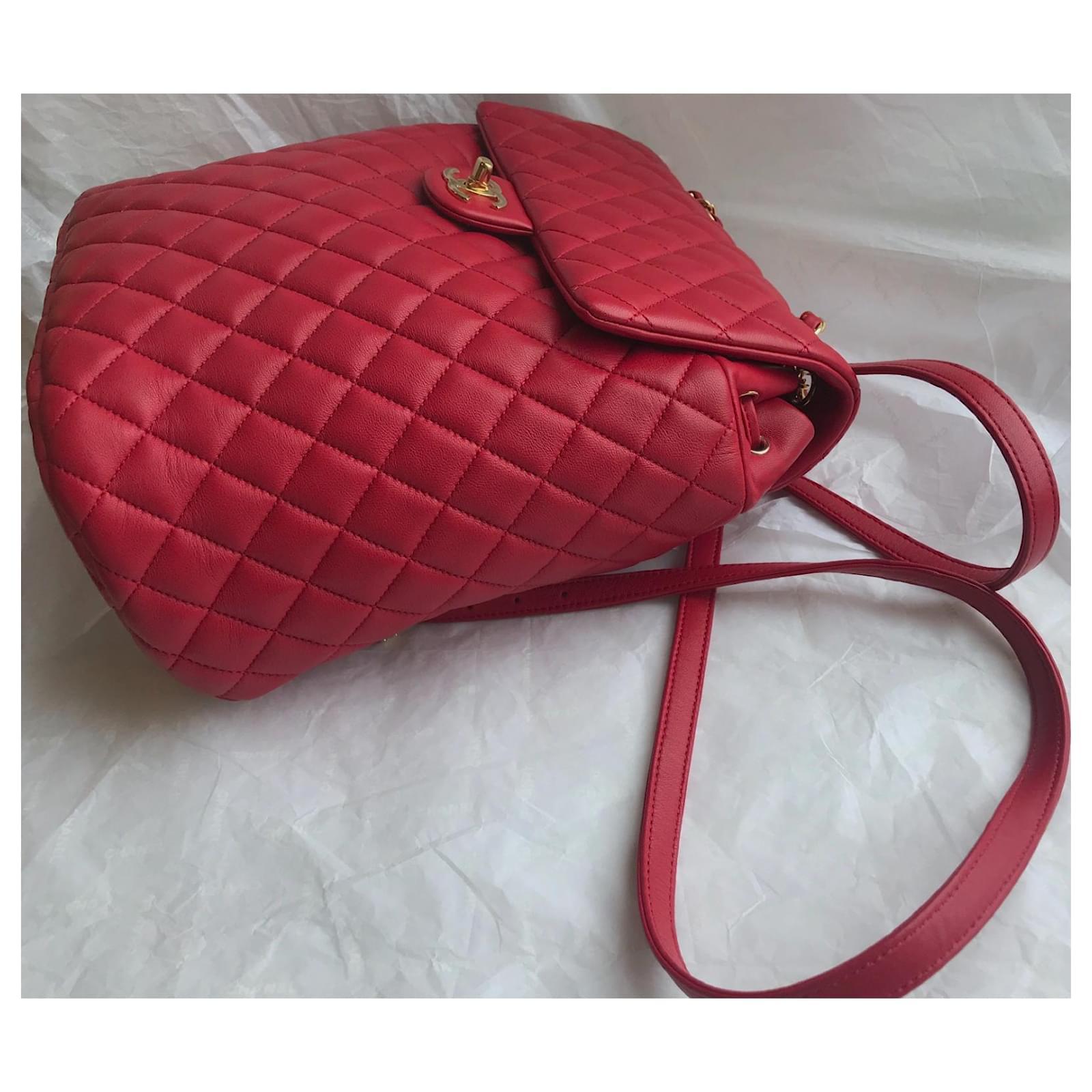 Chanel Red Lambskin Small Backpack