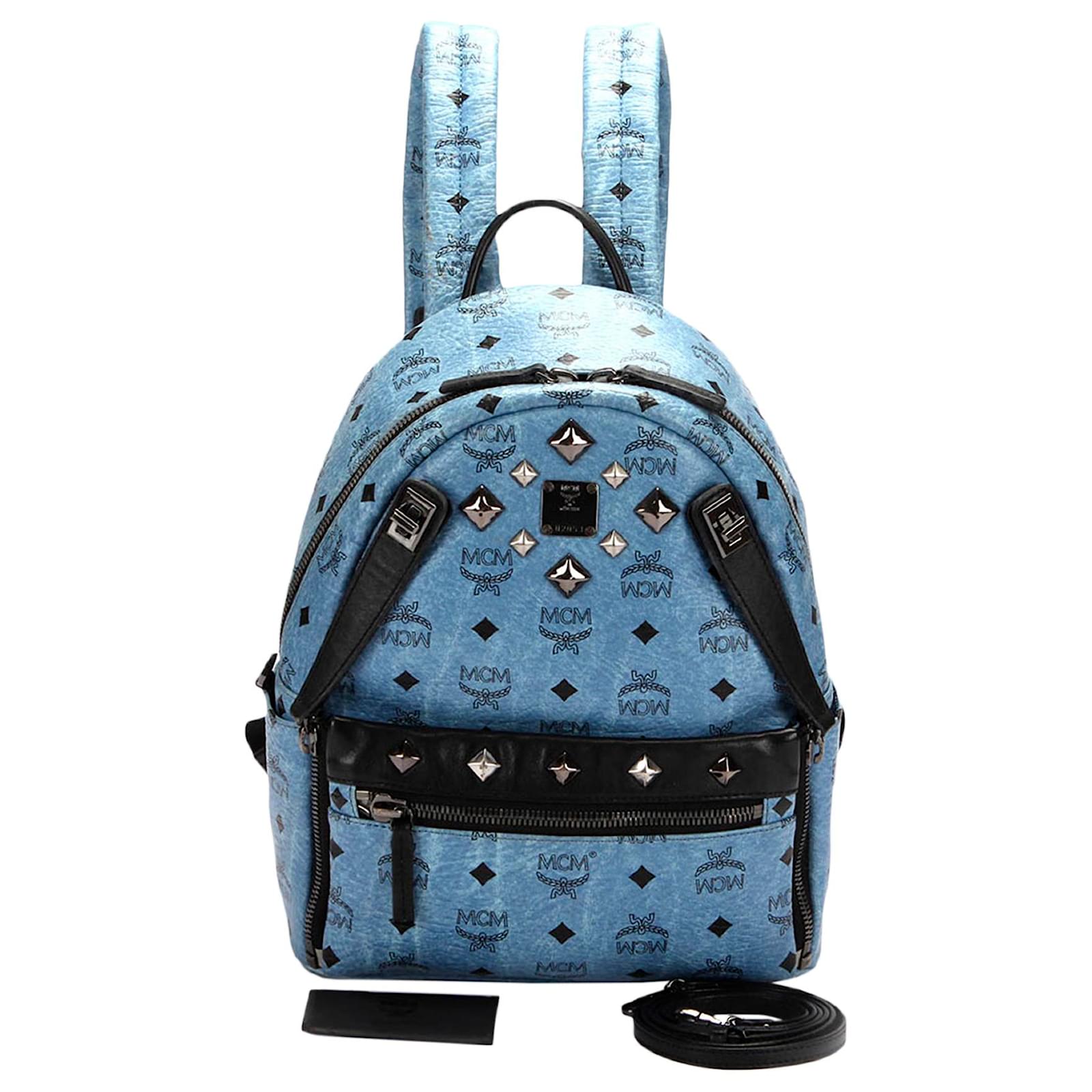 Stark leather backpack MCM Blue in Leather - 30759902