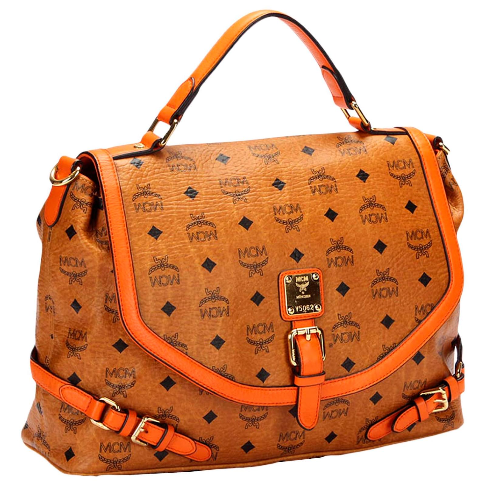 mcm leather satchel