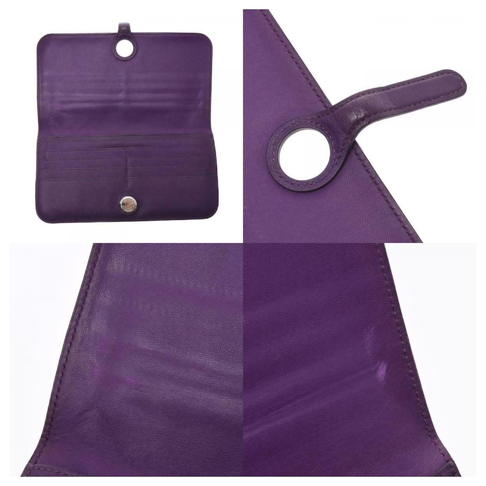 Hermes Hermès Dogon Purple Leather Wallet ()