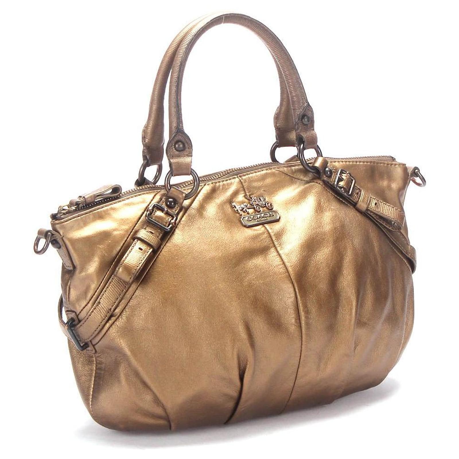 Coach 2Way Shoulder Bag in Gold Golden Metallic Leather ref.348335