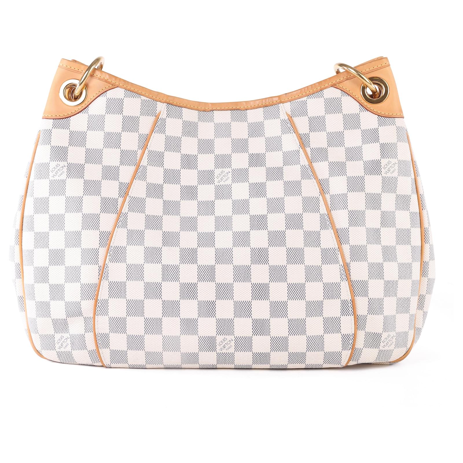 Louis Vuitton Damier Azur Canvas Galleria PM Bag White Cream Cloth  ref.349378 - Joli Closet