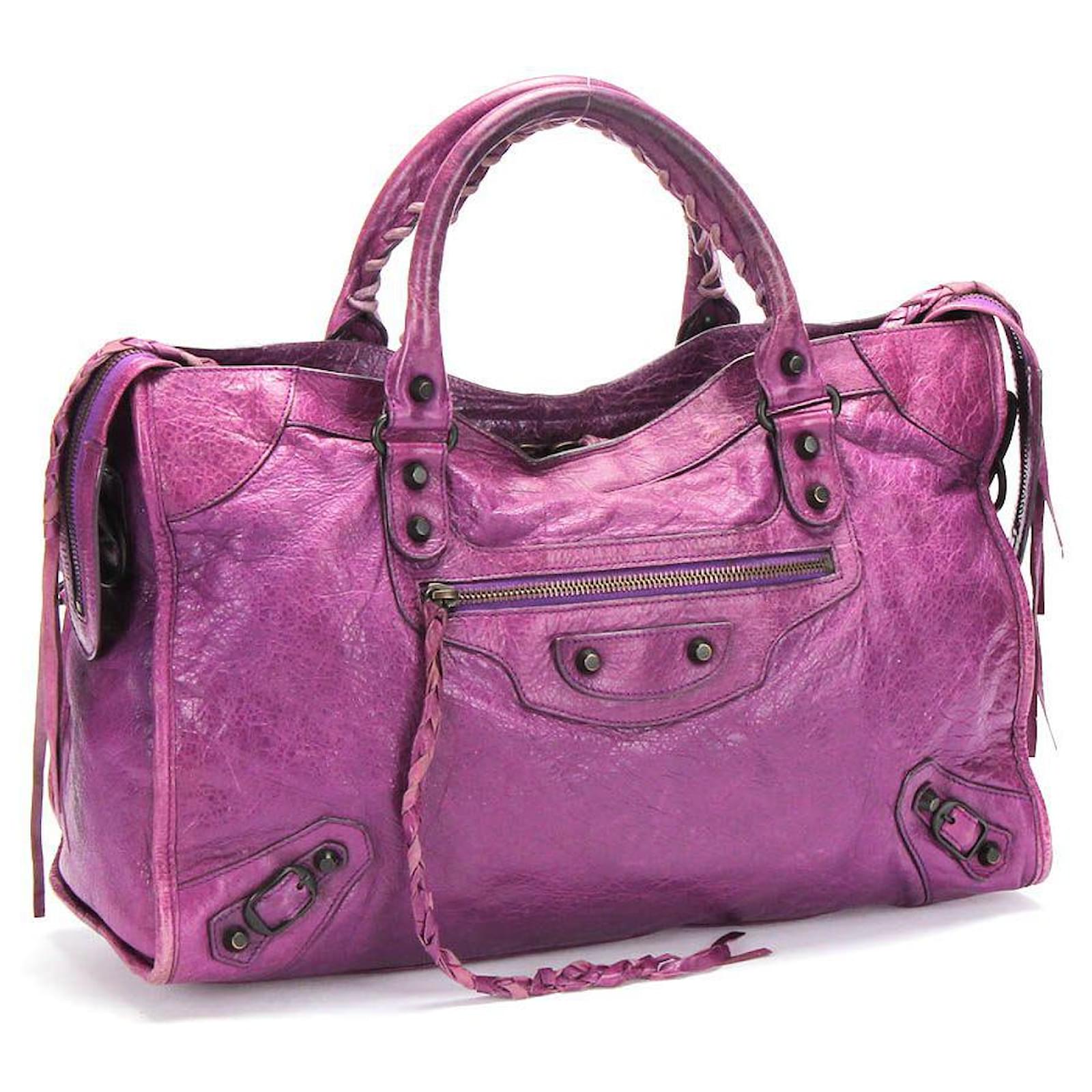 Balenciaga the City 2 Way Shoulder Bag 115748 in purple Leather