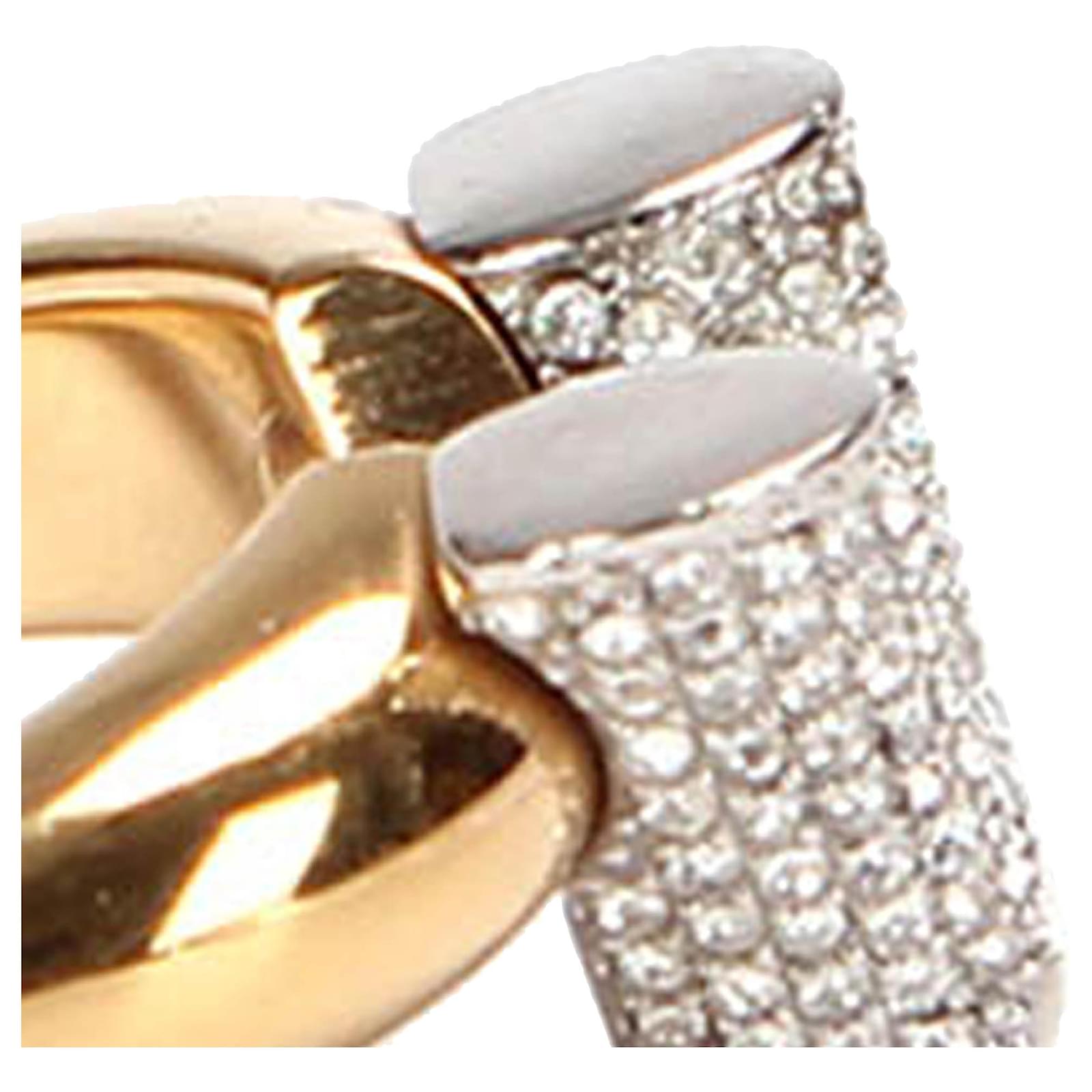 Louis Vuitton Silver Essential V Strass Ring Silvery Golden Metal  ref.350357 - Joli Closet