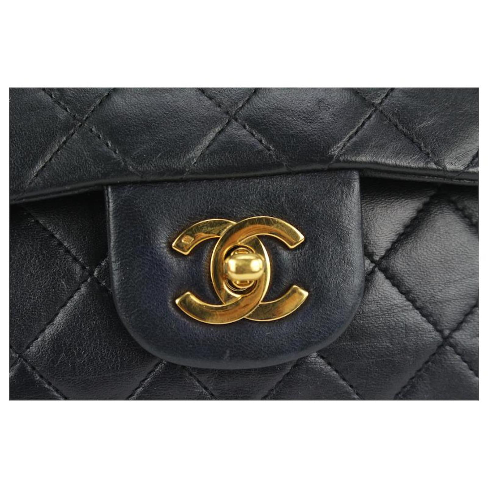 Chanel GHW Dark Navy Blue Quilted Lambskin Small Double Flap Bag