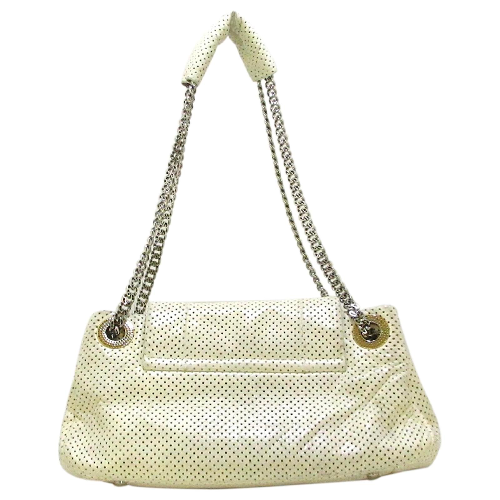 Chanel White Perforated Leather Accordion Flap Bag Chanel