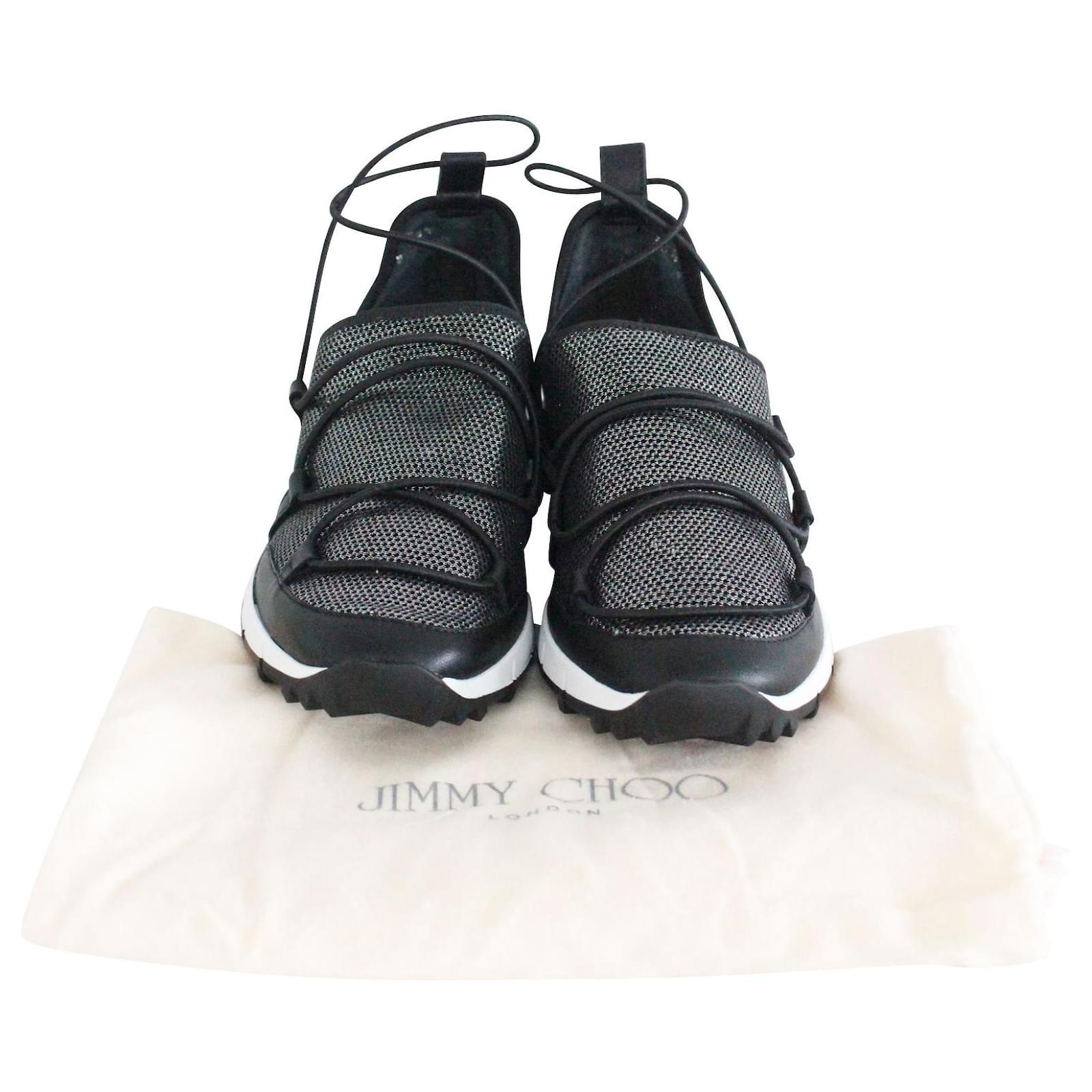 Jimmy★Choo(セールで破格)オシャレなAndreaアンティーク Jimmy Choo Antique Silver Strappy Mesh Andrea Sneakers Black