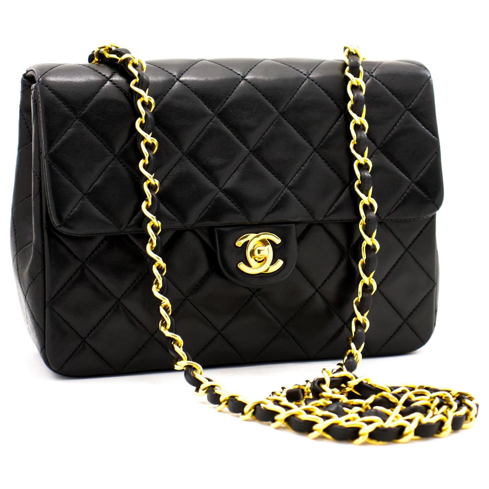 CHANEL Mini Square Small Chain Shoulder Bag Crossbody Black Purse Leather  ref.354991 - Joli Closet
