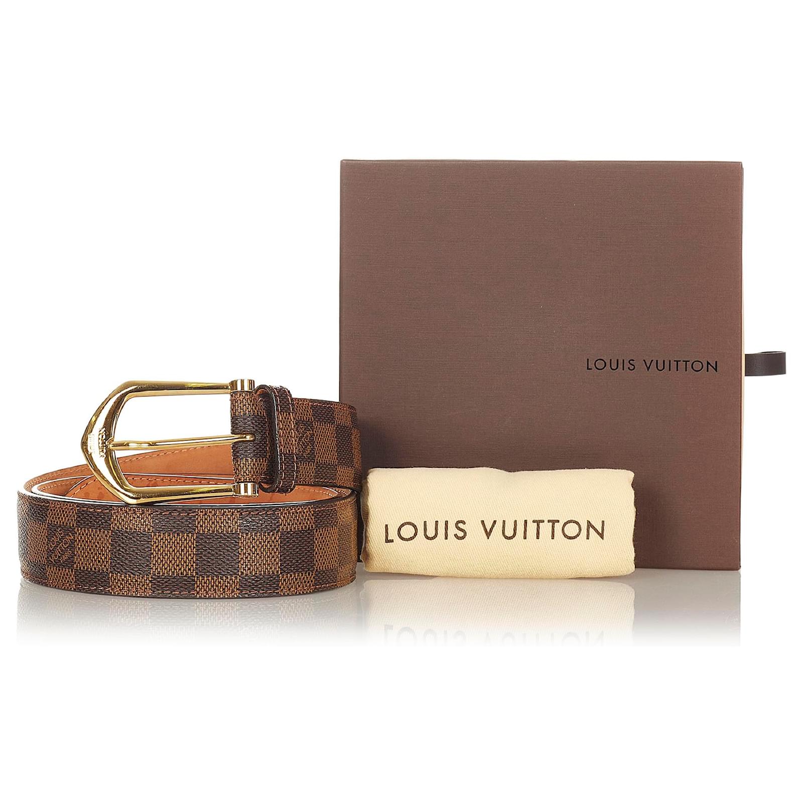 Louis Vuitton Brown Damier Ebene Ceinture Classique Belt Golden Cloth  ref.355320 - Joli Closet