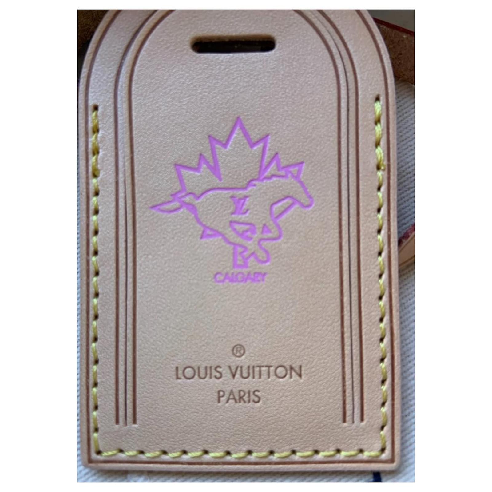 Louis Vuitton Leather Luggage Tag With Hot Stamp Letters T.S