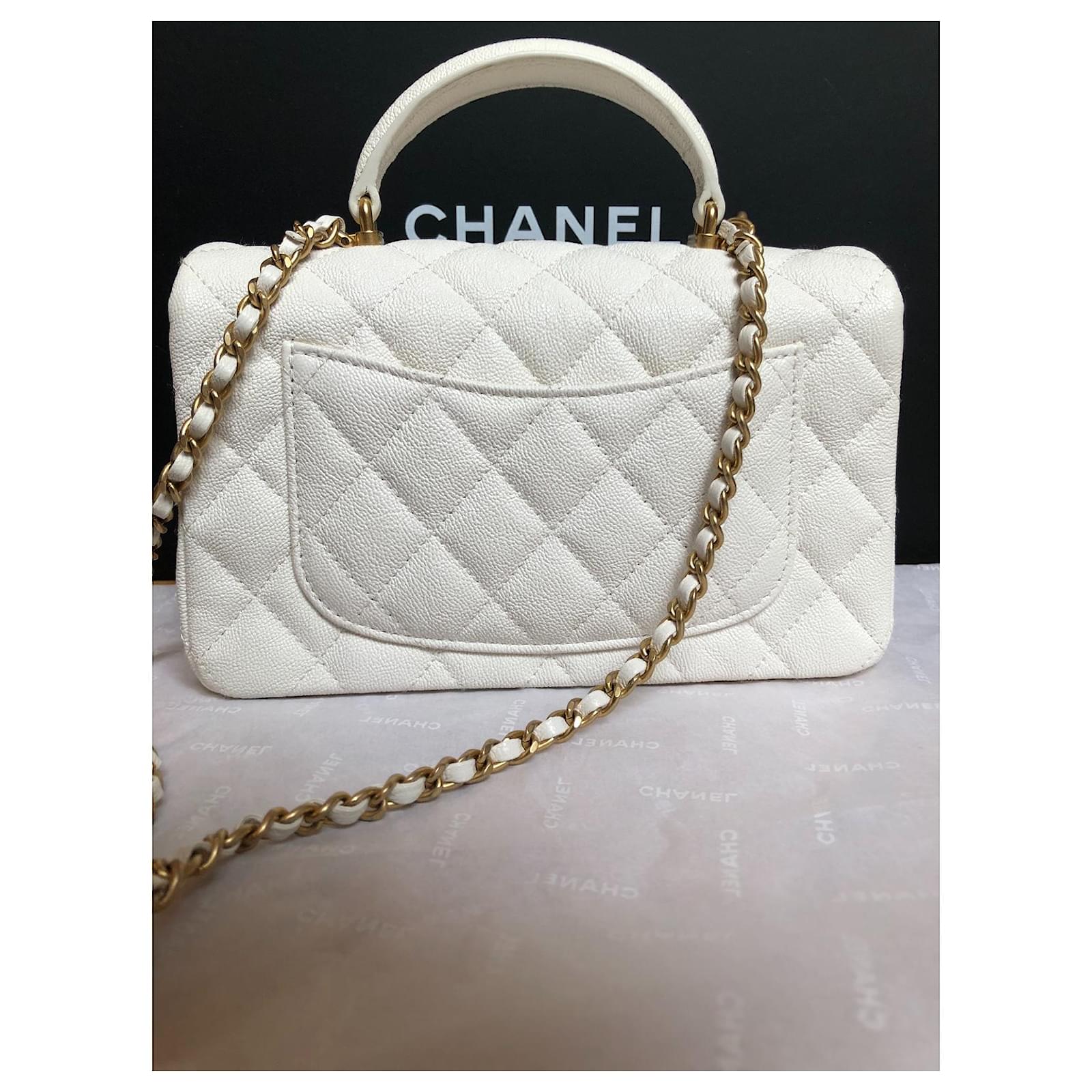 Chanel White Quilted Goatskin Extra Mini Rainbow Coco Top Handle Flap Bag  For Sale at 1stDibs