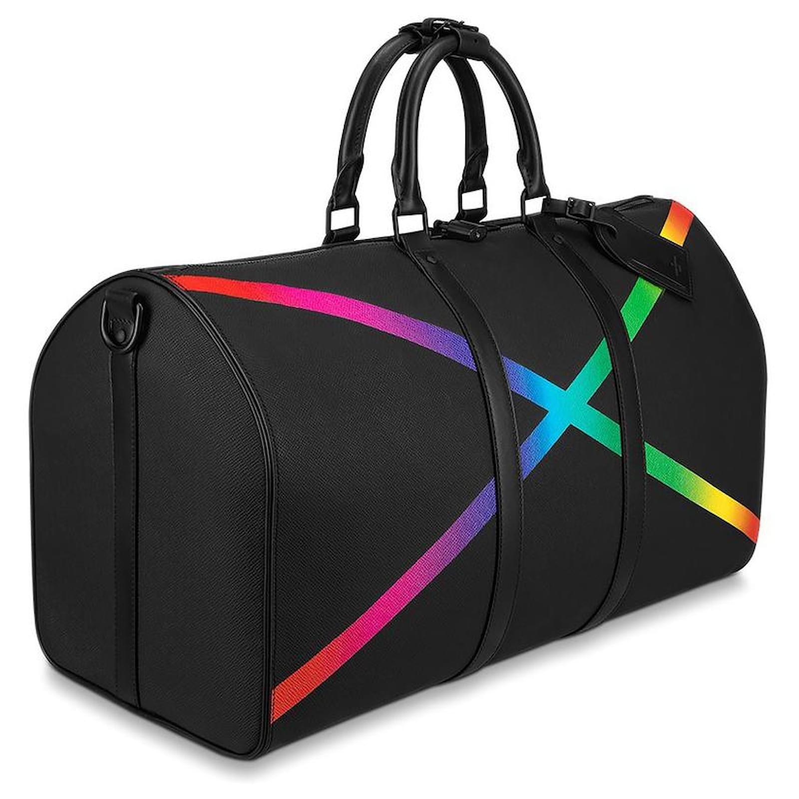 Louis Vuitton LV Keepall 50 Rainbow Black Leather ref.355810 - Joli Closet