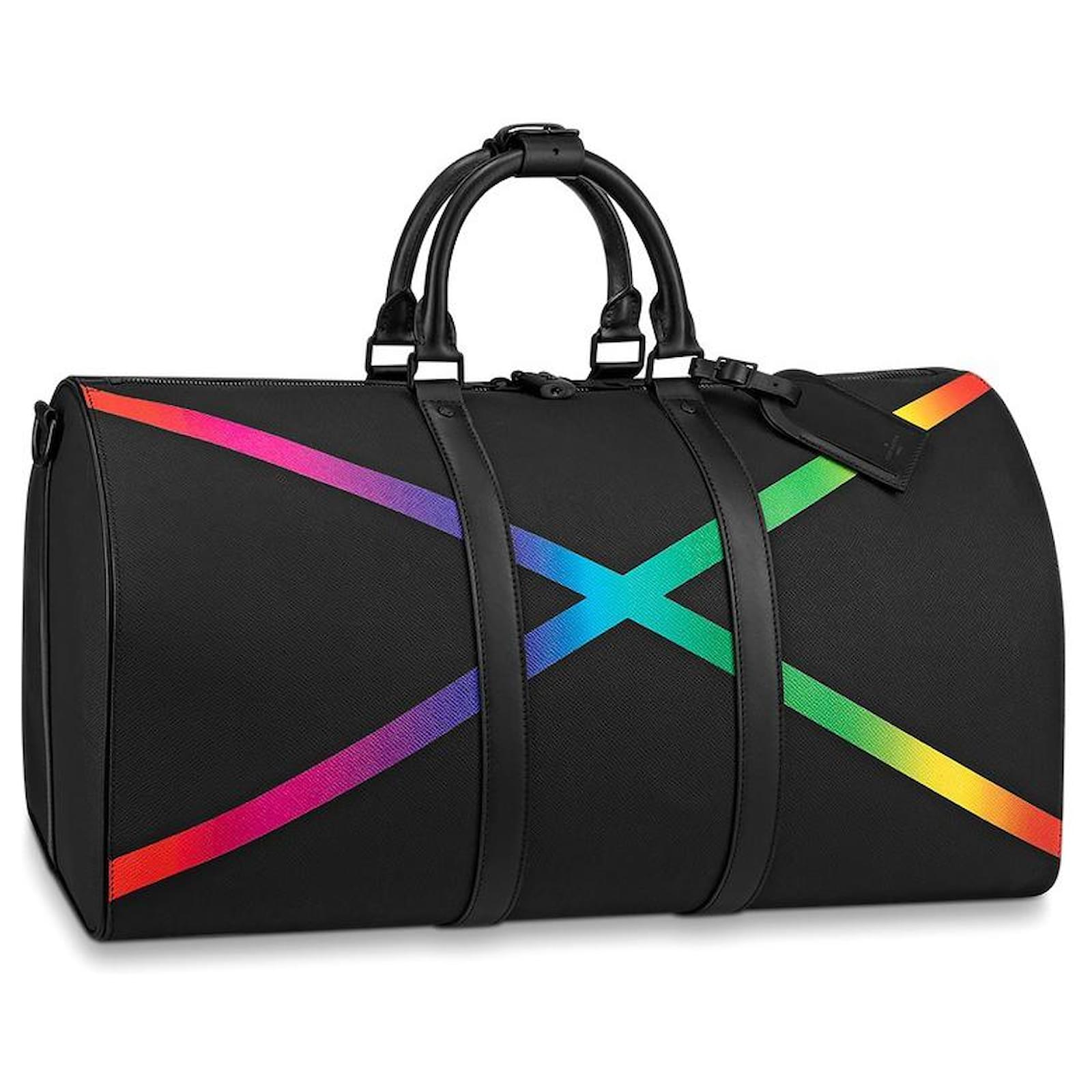 Louis Vuitton LV Keepall 50 Rainbow Black Leather ref.355810 - Joli Closet