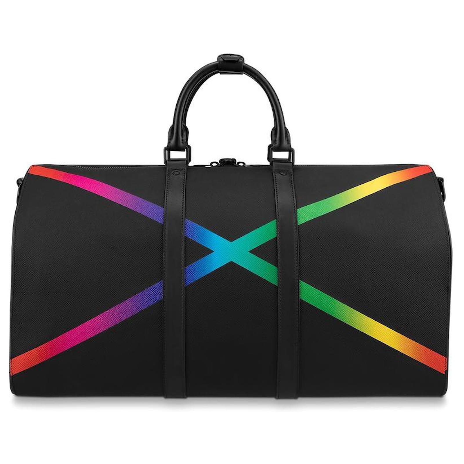 Louis Vuitton LV Keepall 50 Rainbow Black Leather ref.355810 - Joli Closet