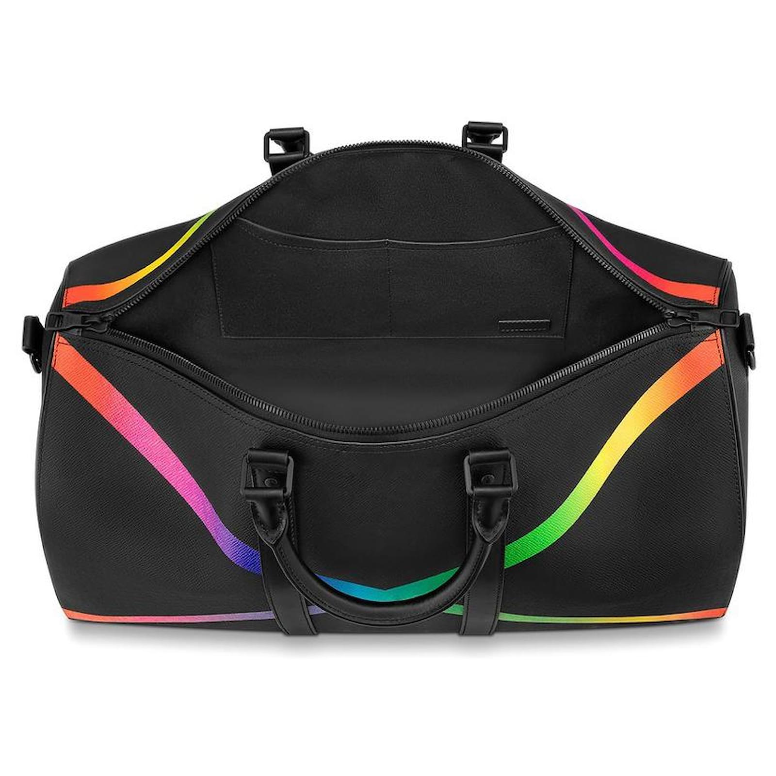 Louis Vuitton LV Keepall 50 Rainbow Black Leather ref.355810 - Joli Closet