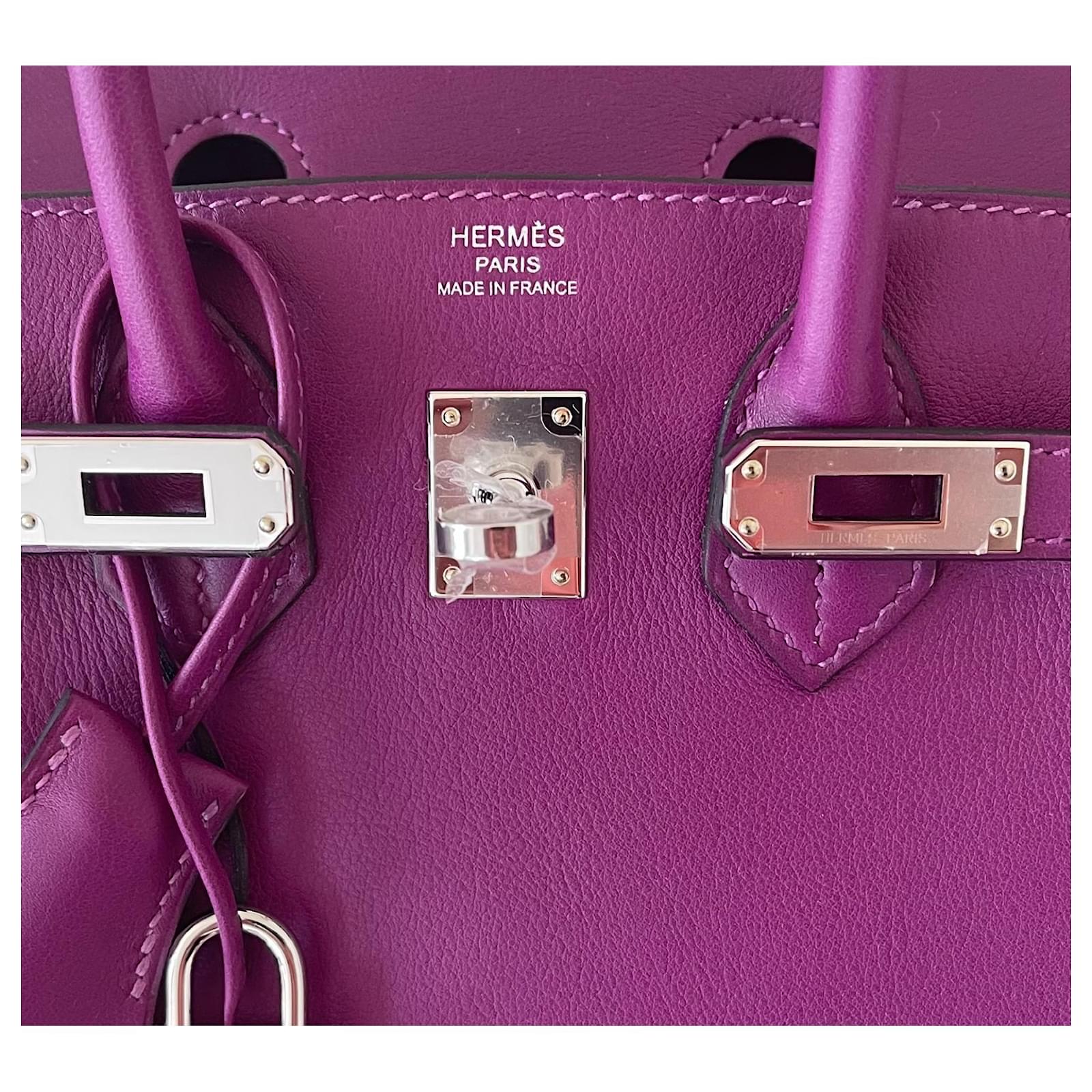 Birkin 25 leather handbag Hermès Purple in Leather - 35394270