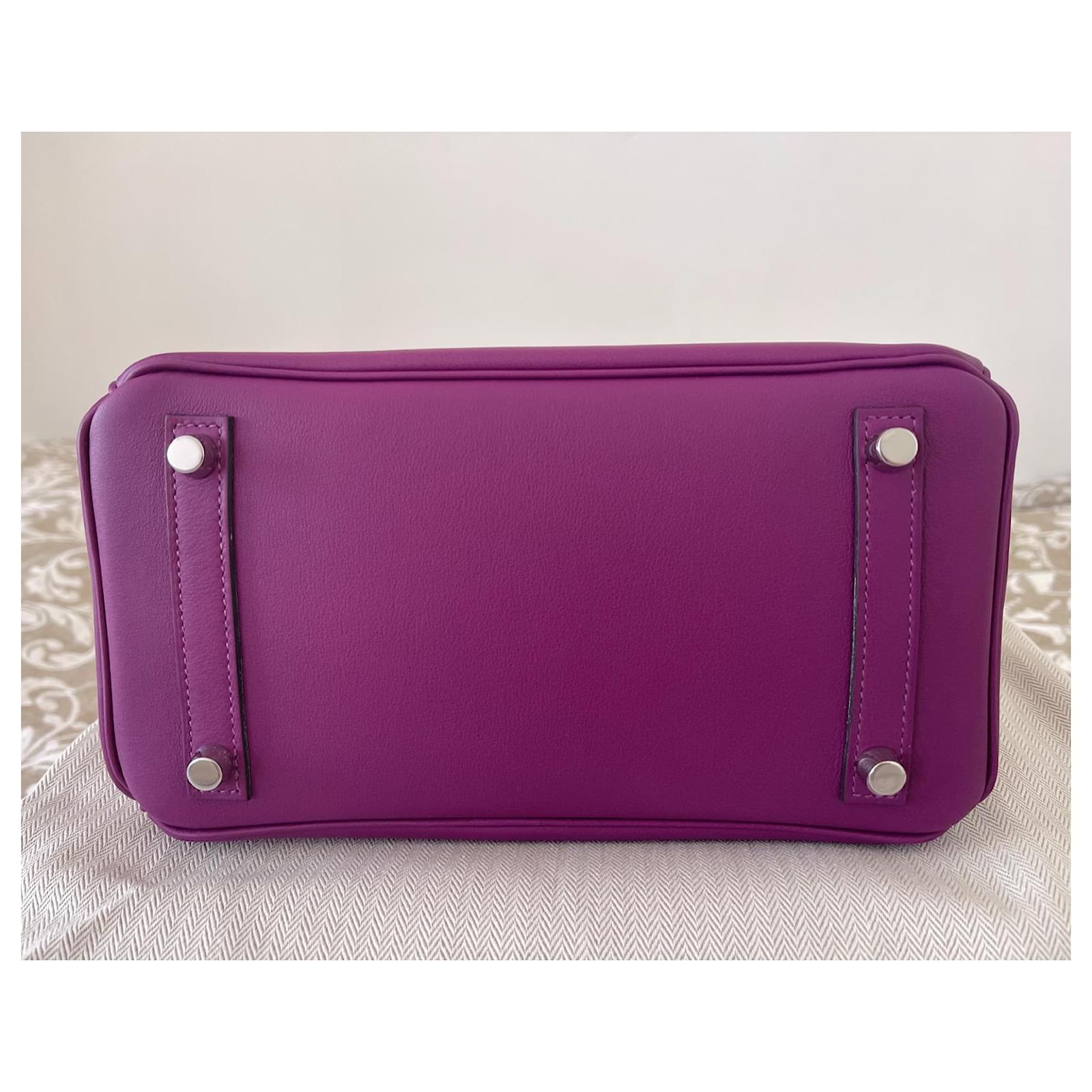 Birkin 25 leather handbag Hermès Purple in Leather - 18079213