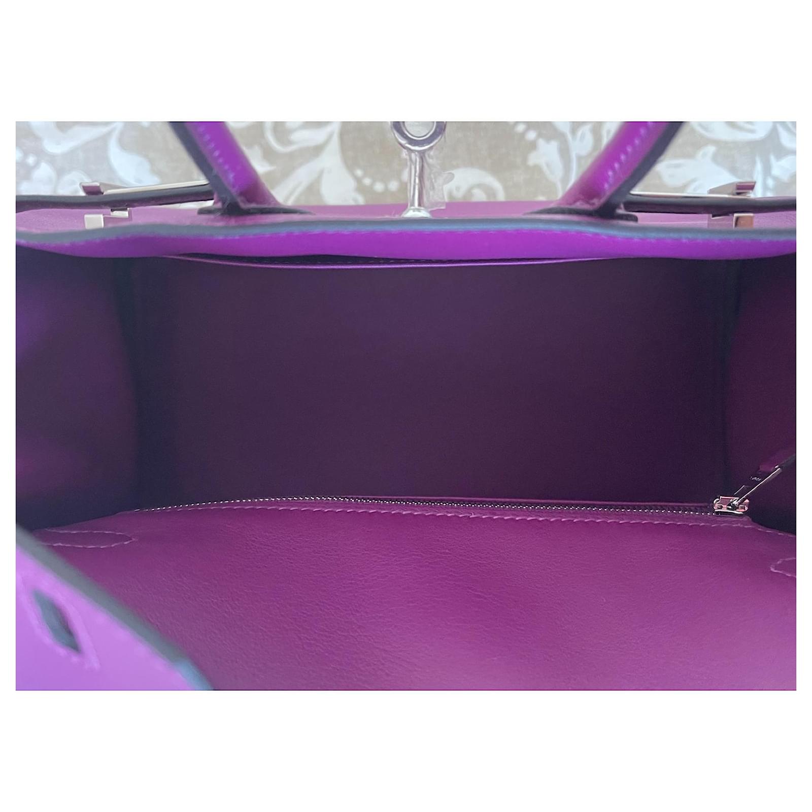 Birkin 25 leather handbag Hermès Purple in Leather - 37080836