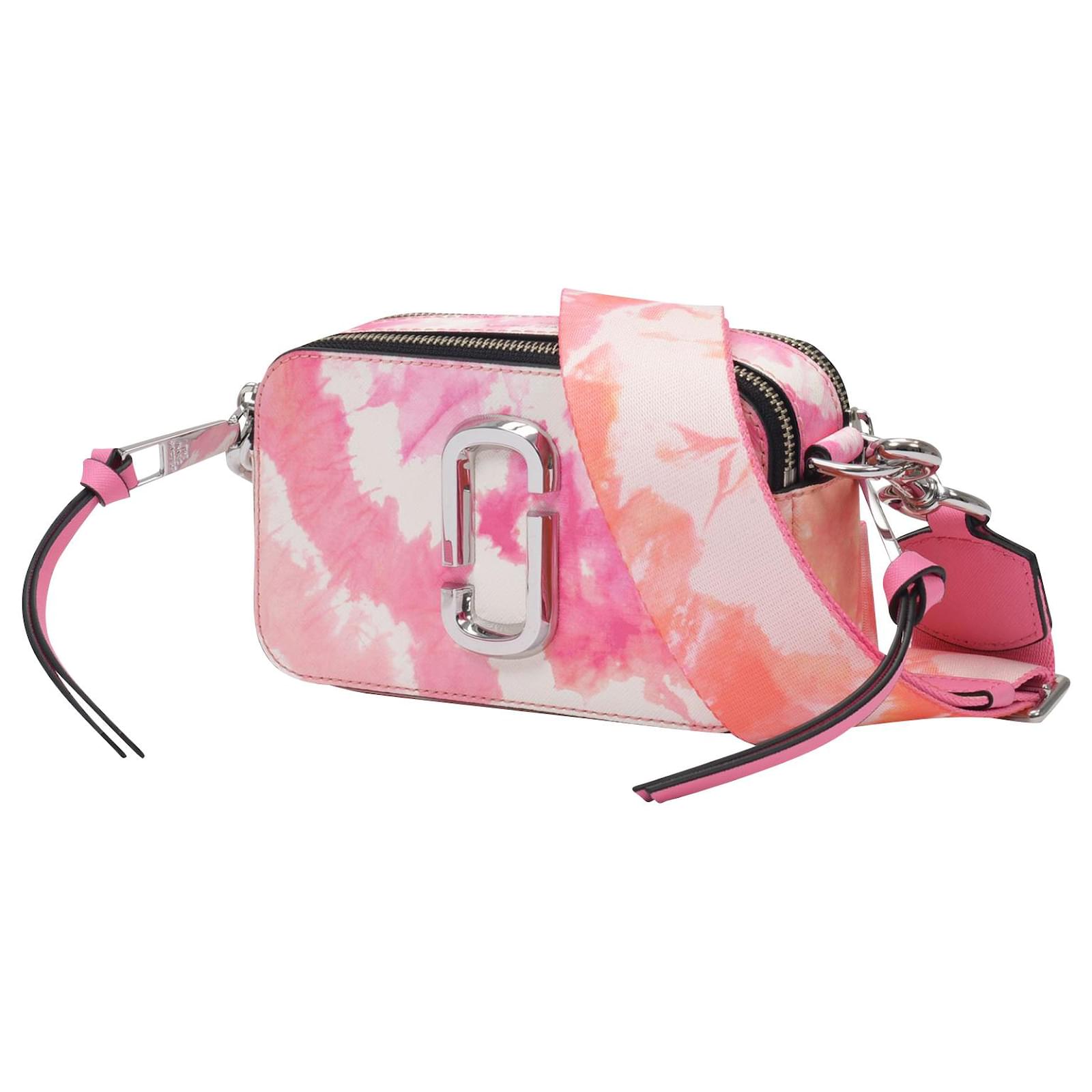 Snapshot of Marc Jacobs - Pink and beige rectangular leather bag with toile  print for women