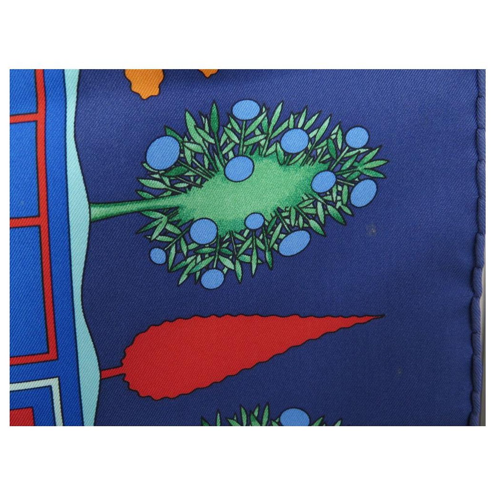 Foulard Carré Hermès Paridaiza En Soie 2004 - Modèle Rare Saumon/orange