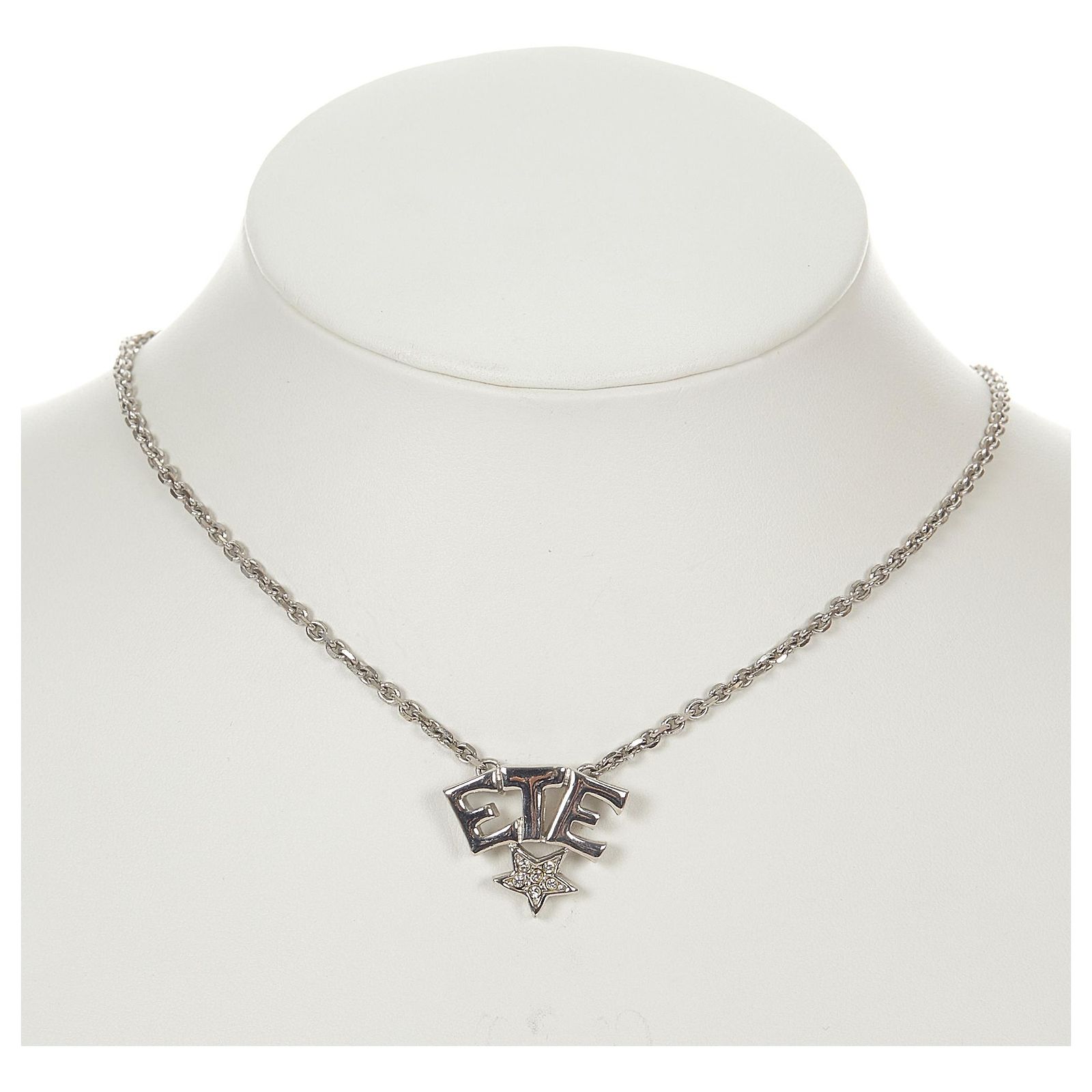 Collier YSL Vintage En Métal Argenté - Pendentif Promotionnel Authentique, Occasion