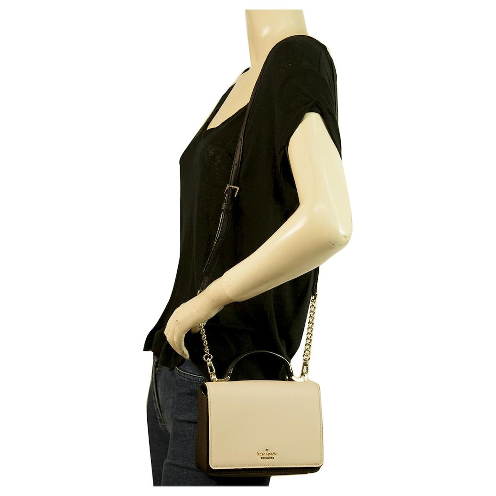 Kate Spade Beige Black Coated Leather top handle crossbody Shoulder bag  Handbag Polyurethane ref.358303 - Joli Closet