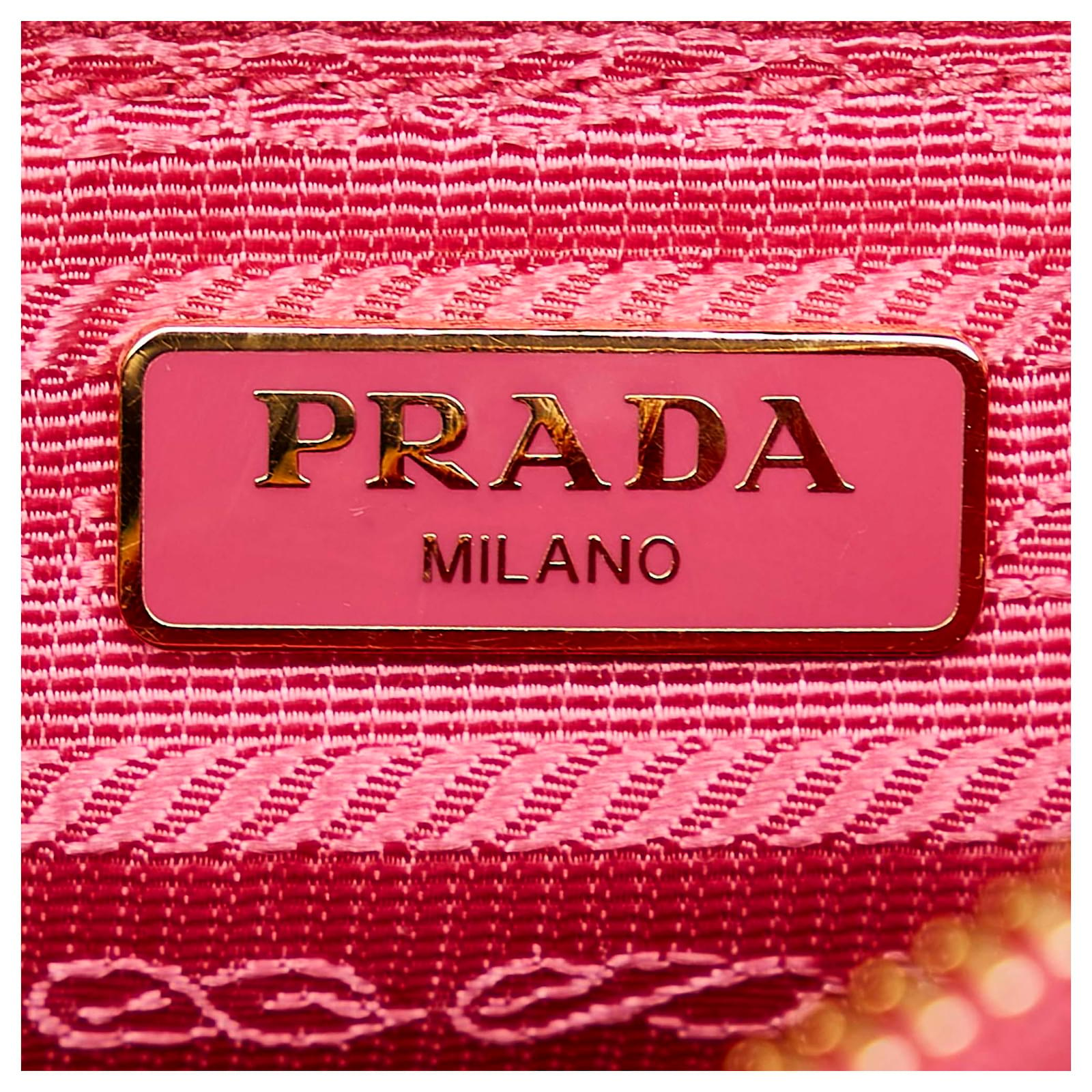 Prada Pink Tessuto Chain Crossbody Bag Leather Pony-style calfskin Nylon  Cloth ref.359355 - Joli Closet