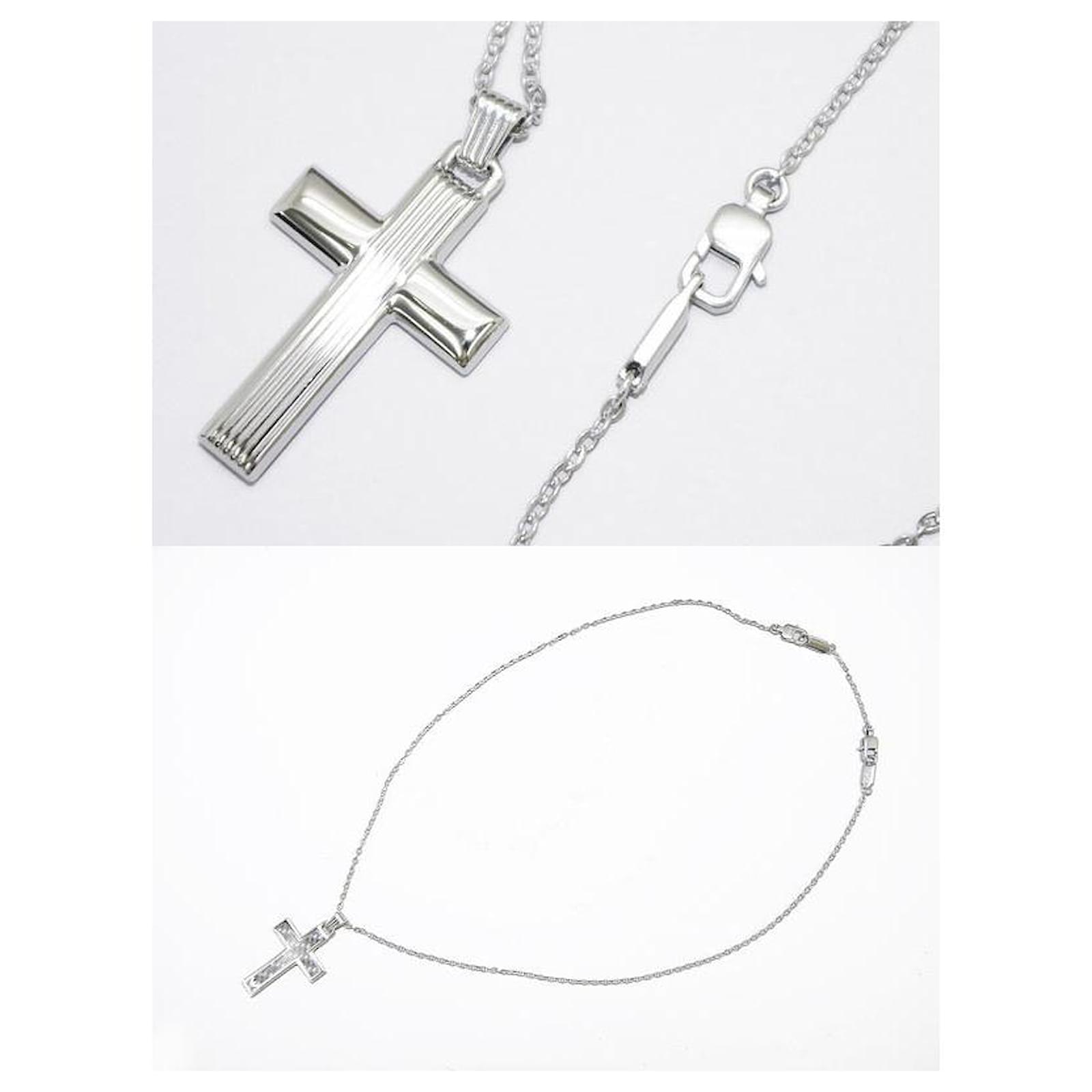 [Used] Emporio Armani Necklace EMPORIO ARMANI [Popular model] Eagle logo cross silver x black