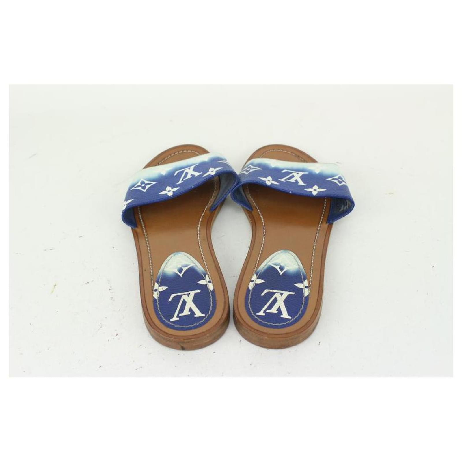 Ancient Greek Sandals Louis Vuitton 36.5 Ciabatte Escale Lock It Mules con  monogramma blu da donna ref.359456 - Joli Closet