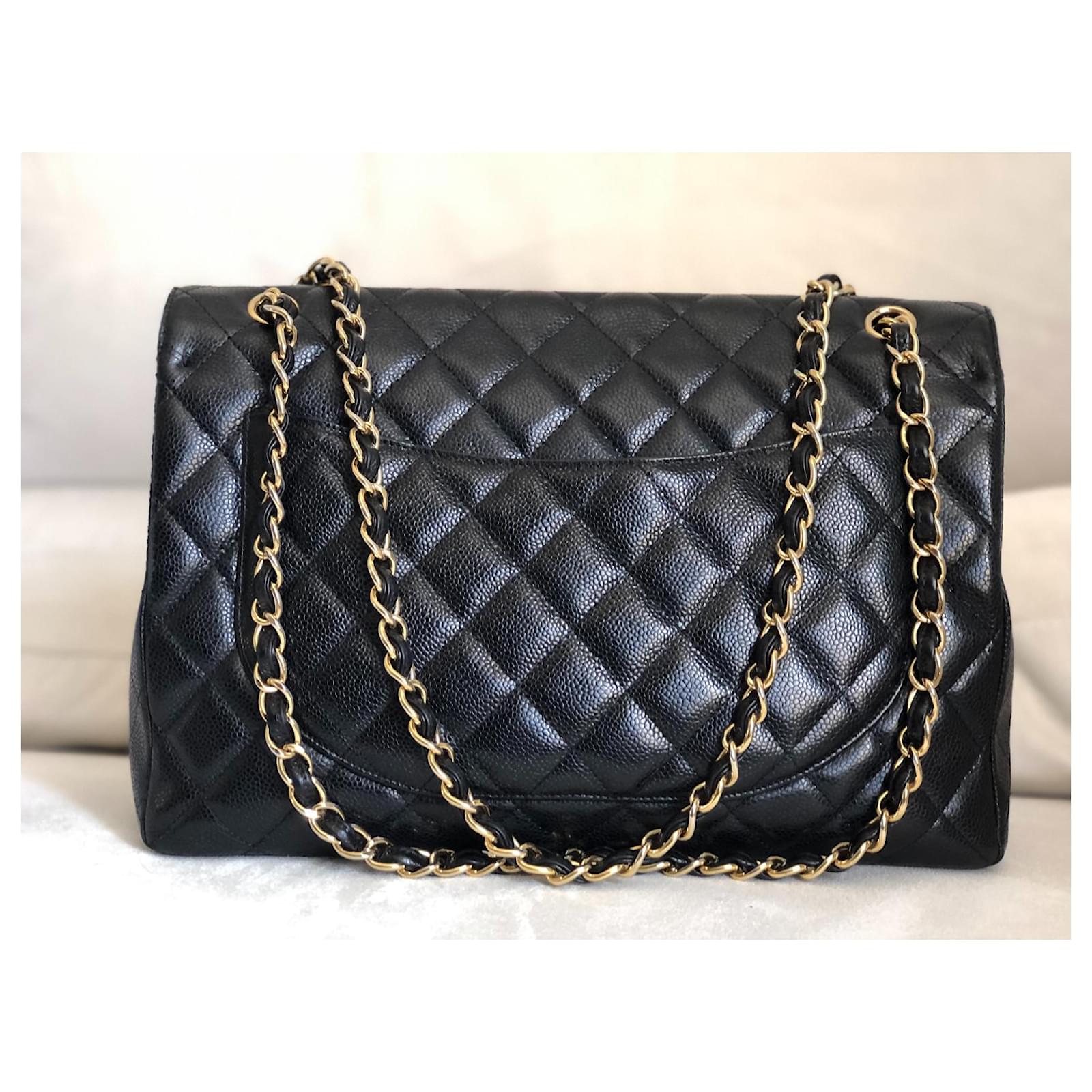Chanel MaxiJumboKlassiker Schwarz Leder ref.359810 Joli Closet