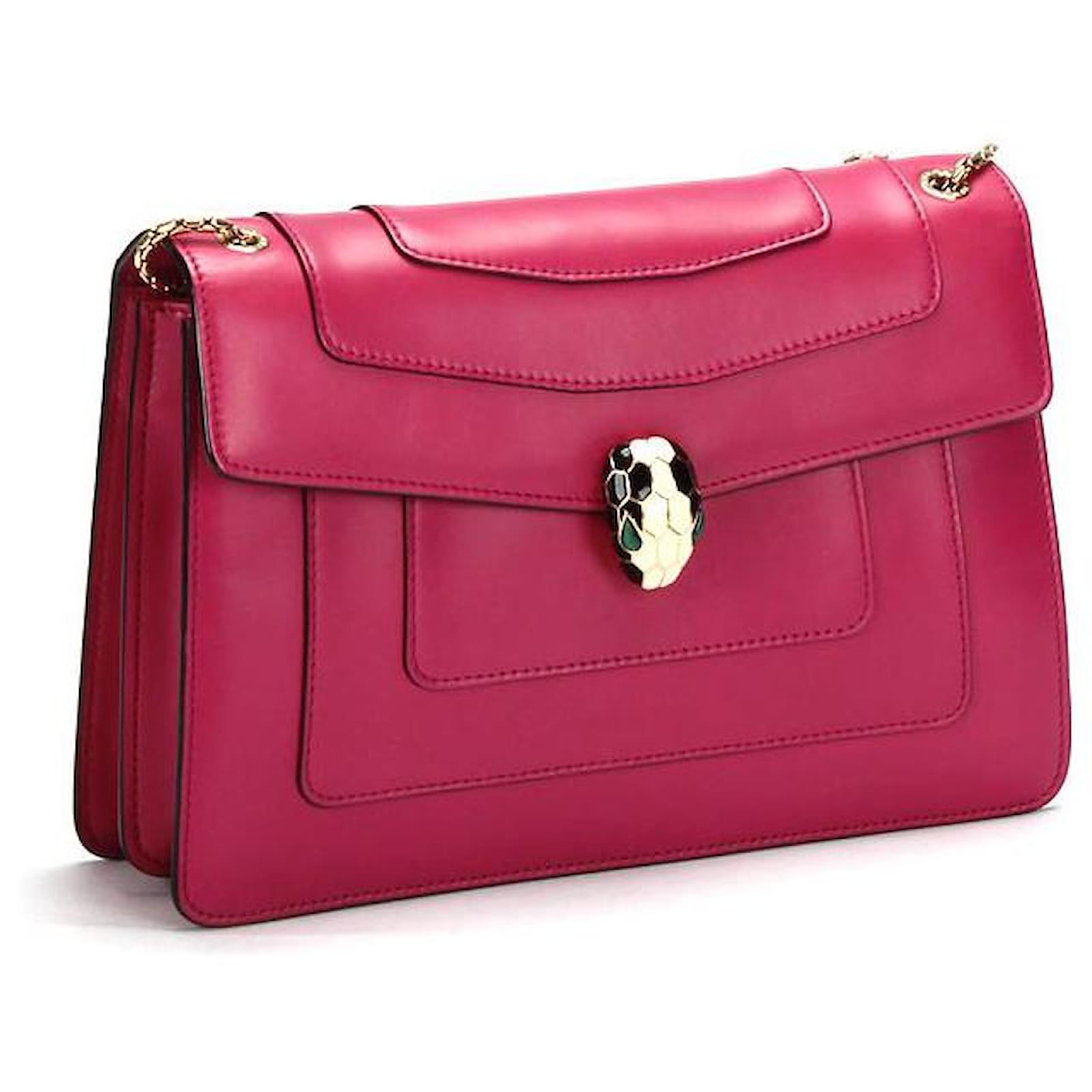 Bulgari Bvlgari Serpenti Chain Shoulder Bag in Pink Leather ref