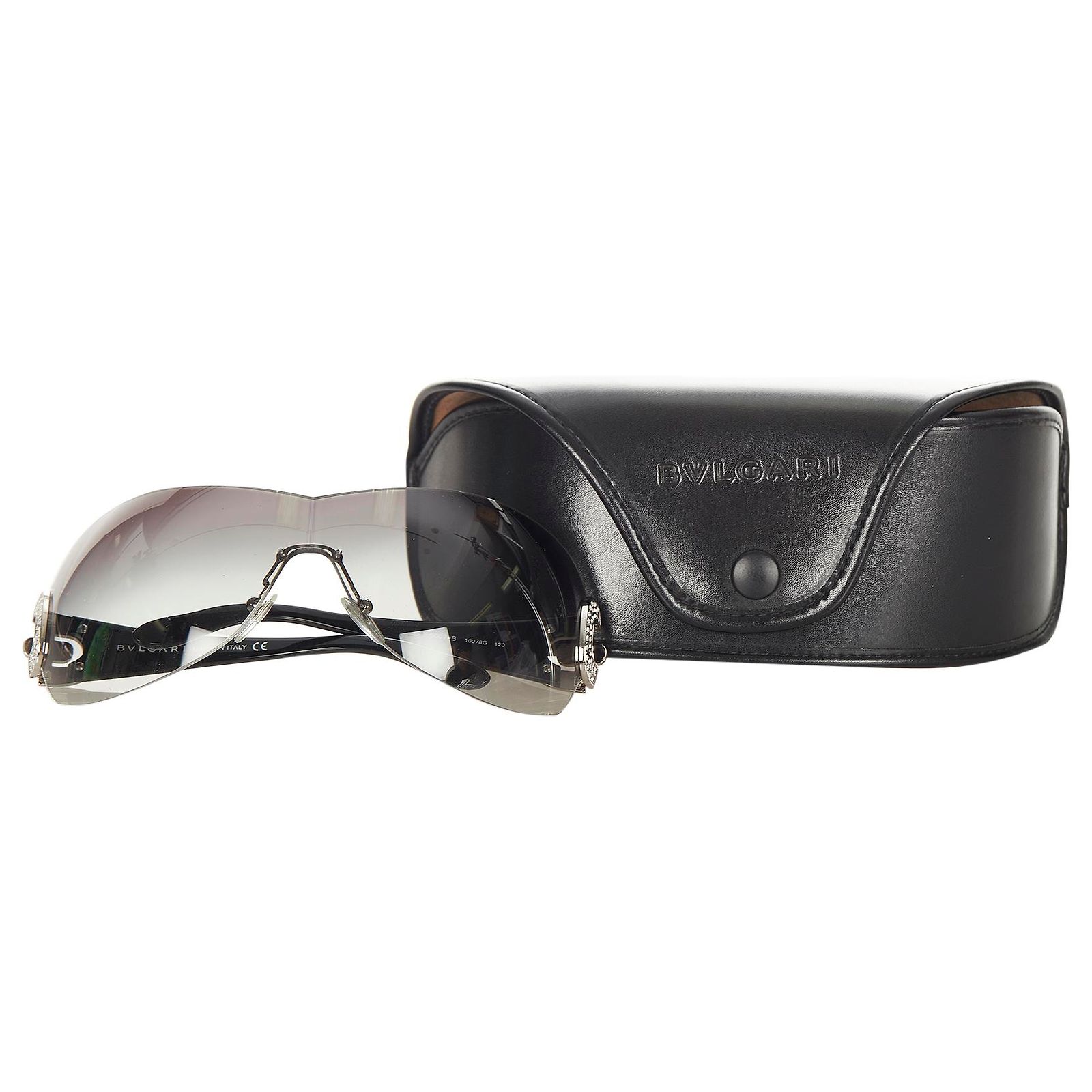 Bulgari Bvlgari Black Shield Rimless Crystal Wrap Around 