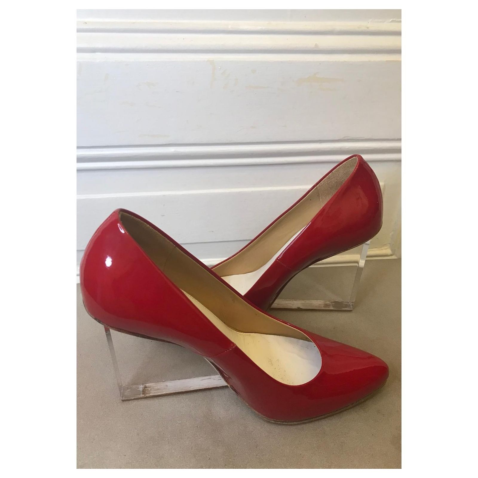 Escarpins Maison Martin Margiela X H&M - Talon Plateau Transparent Lucite - Rouge Verni - Taille 39/8