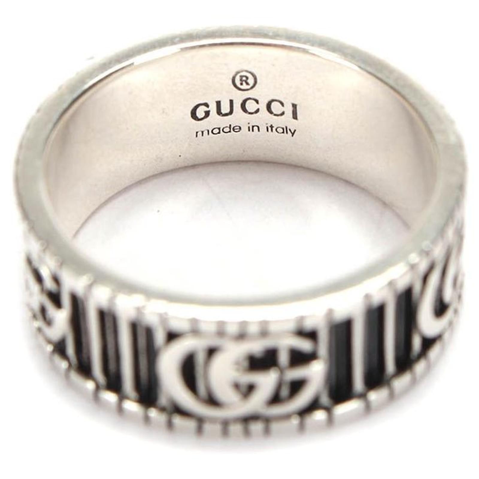 Bague Double G en argent sterling Gucci Acier Métal Argenté