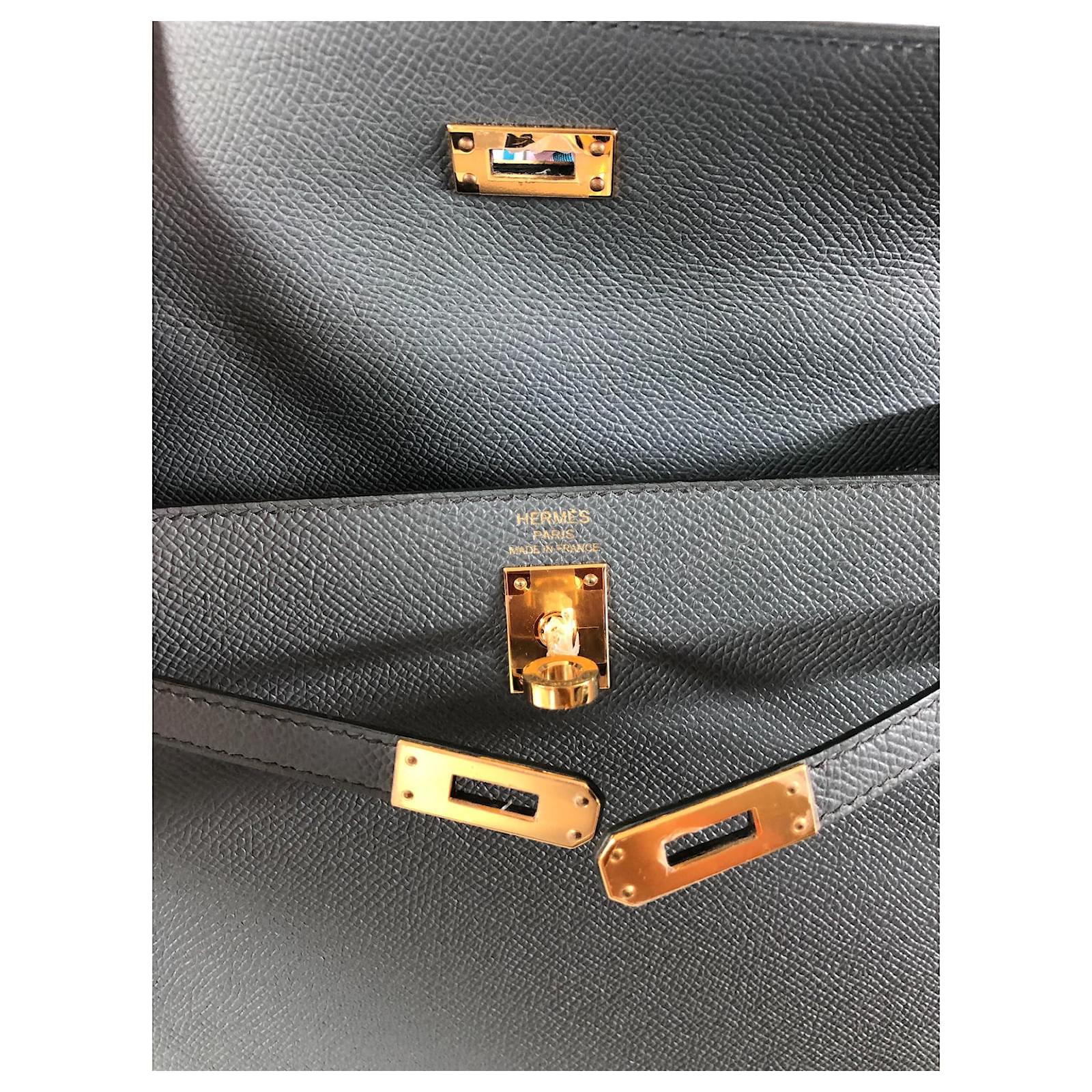 Hermès Kelly 25 Green Grey Gold hardware Leather ref.362245 - Joli