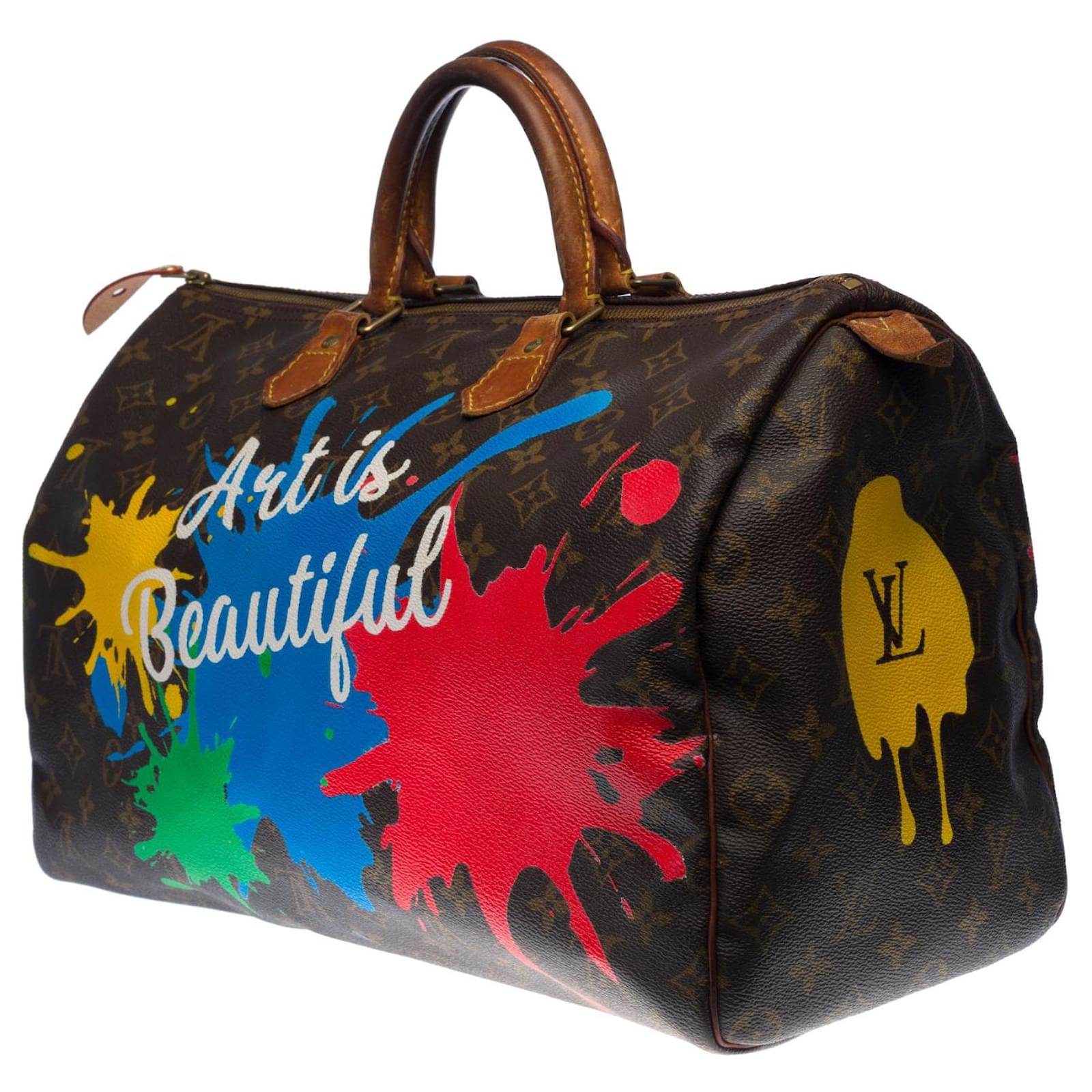 Louis Vuitton Speedy Handbag 40 in custom brown monogram canvas Art is  Beautiful Cloth ref.362691 - Joli Closet