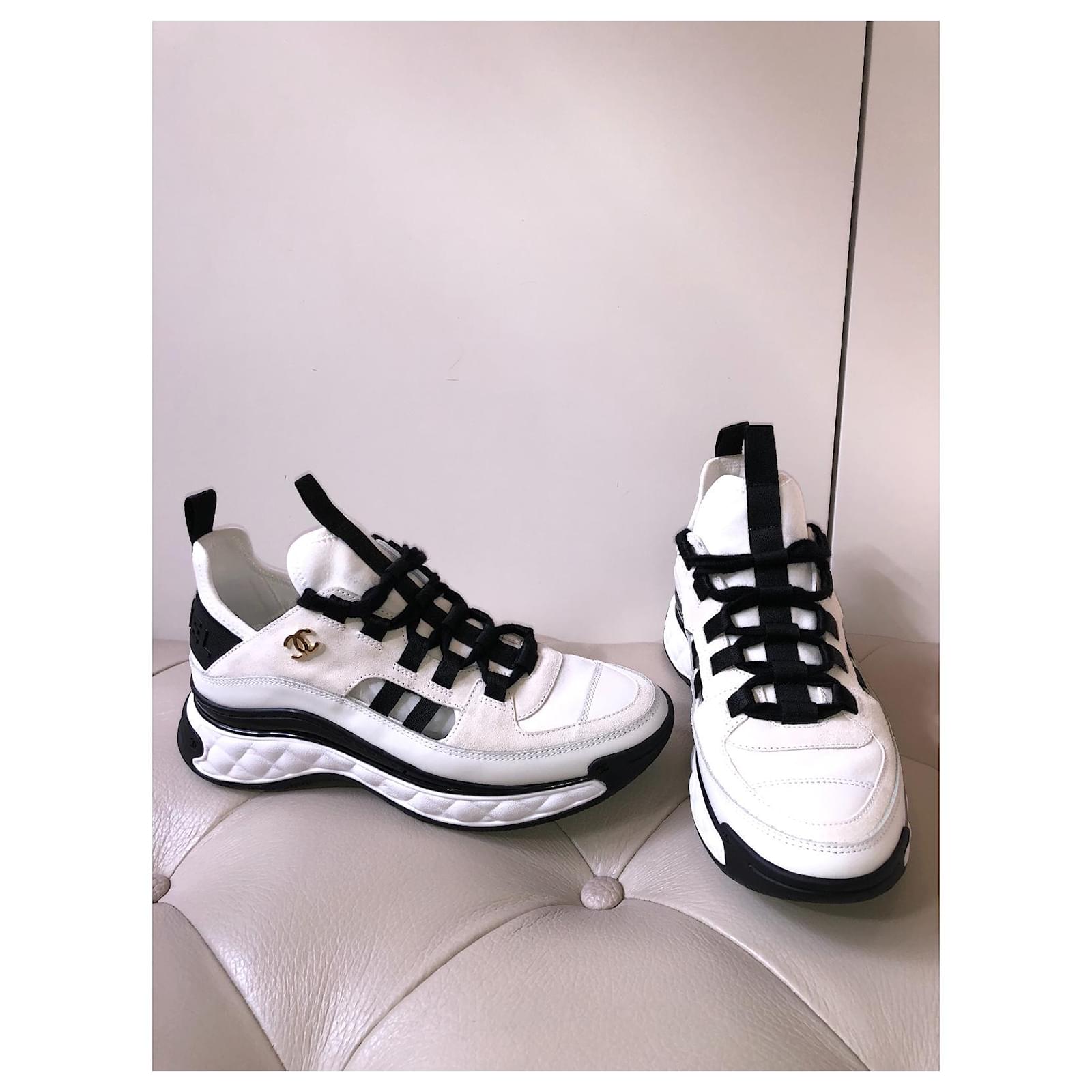 triple white chanel sneakers