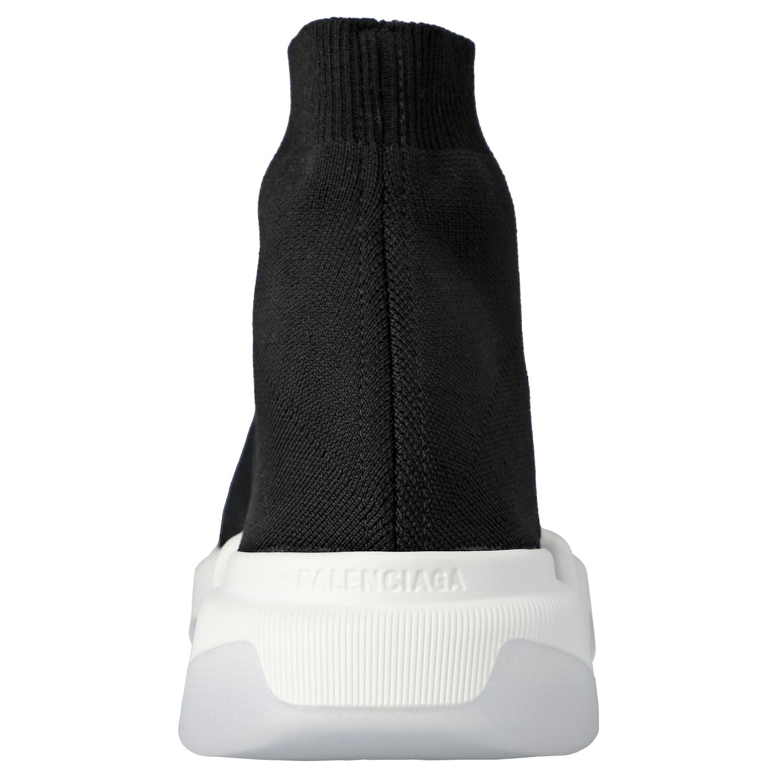 Men's Balenciaga Speed Sneaker With White Sole Black Polyester