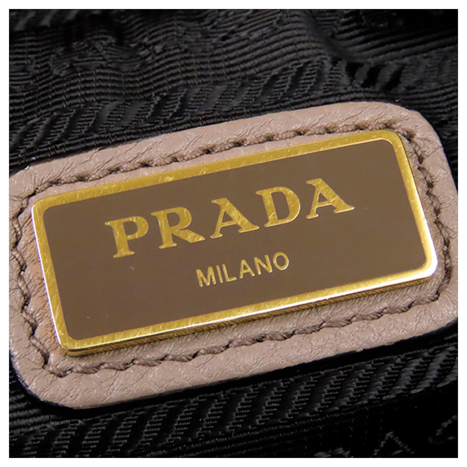 Prada Brown Vitello Phenix Crossbody Bag Beige Leather Pony-style calfskin  ref.363841 - Joli Closet