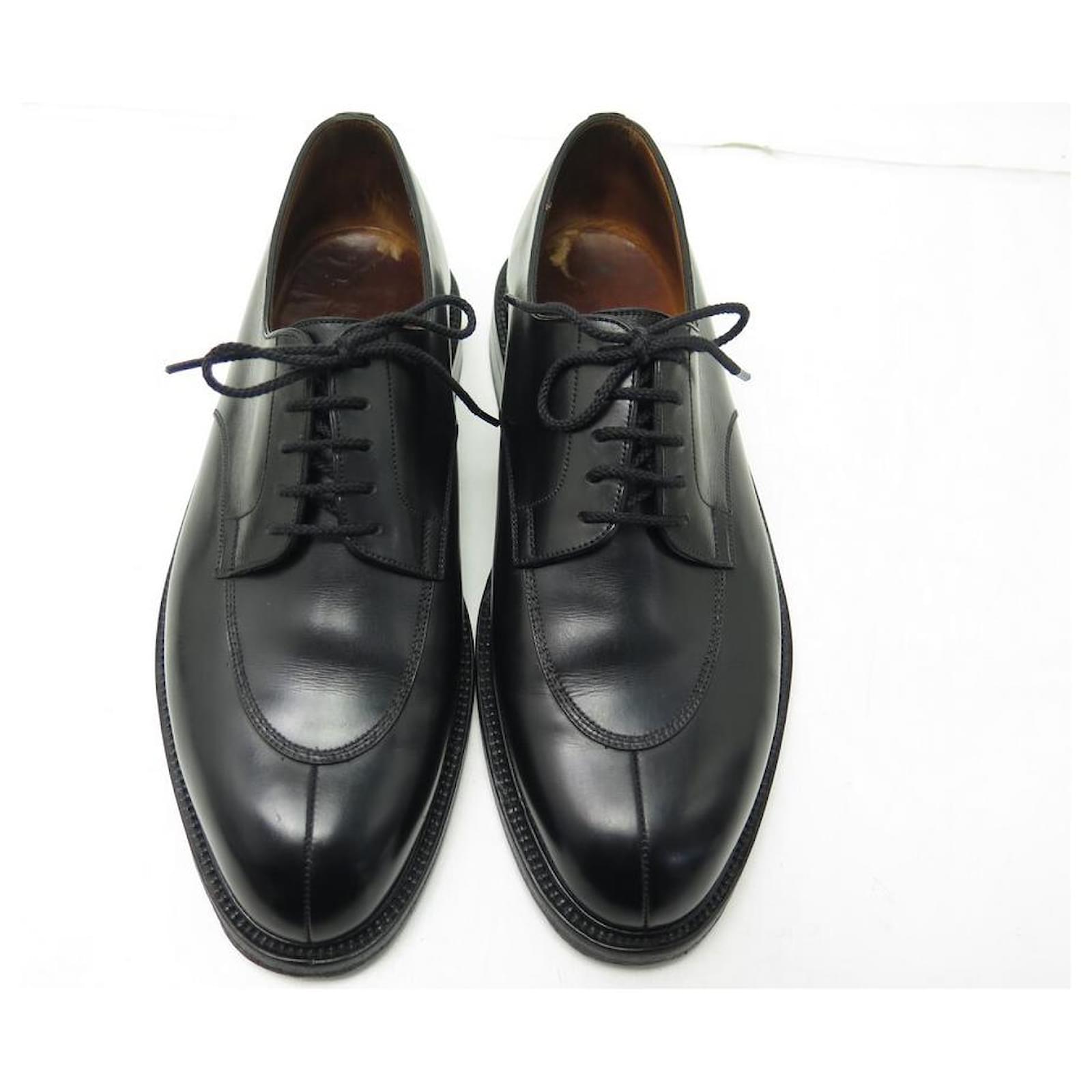 JM WESTON DERBY SHOES 598 HALF HUNT 8.5E 42.5 43 BLACK PRINTERS