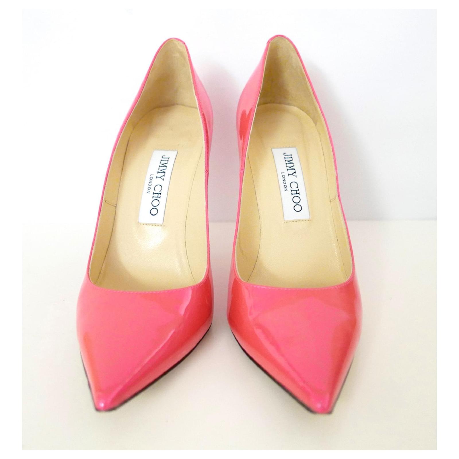 Jimmy Choo Abel Neon Patent Geranium Pumps Pink Patent leather ref ...