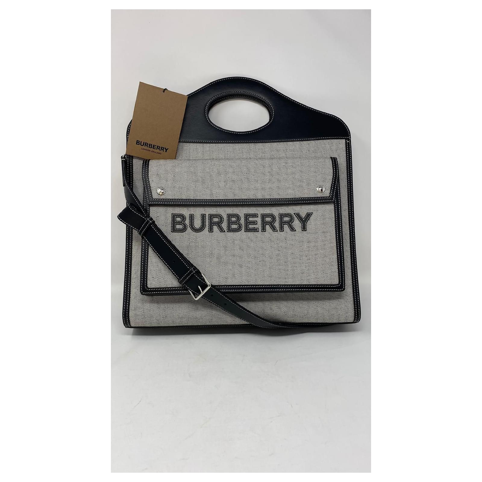 Burberry Medium leather-trimmed canvas tote bag