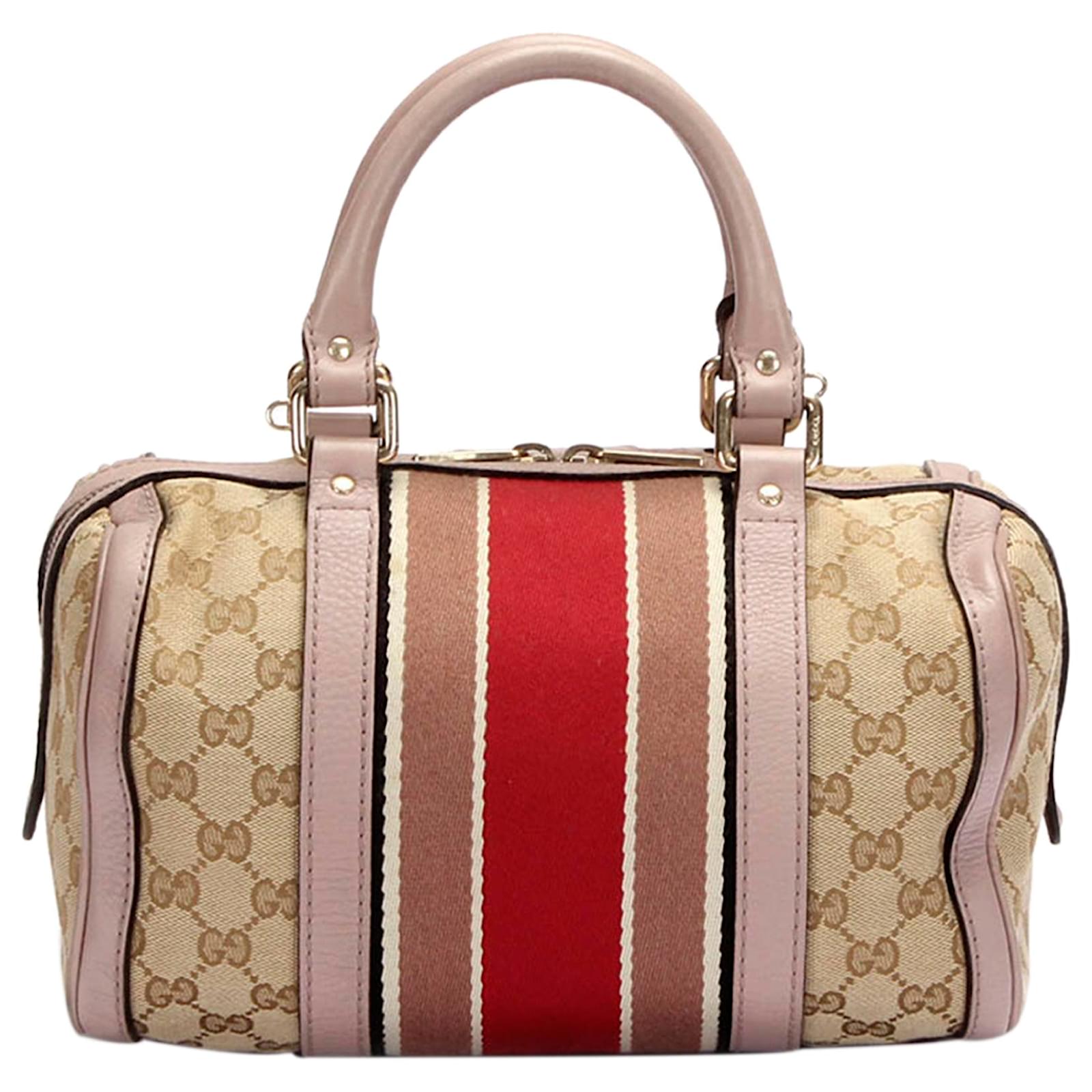 Gucci Brown GG Supreme Web Boston Bag Multiple colors Beige Leather Cloth  Cloth ref.137175 - Joli Closet