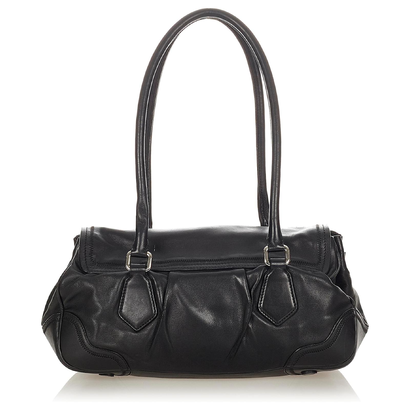 バッグ PRADA all leather sound lock hand bag Prada Large Sound Lock Leather Shoulder Bag – 2xmi Vintage