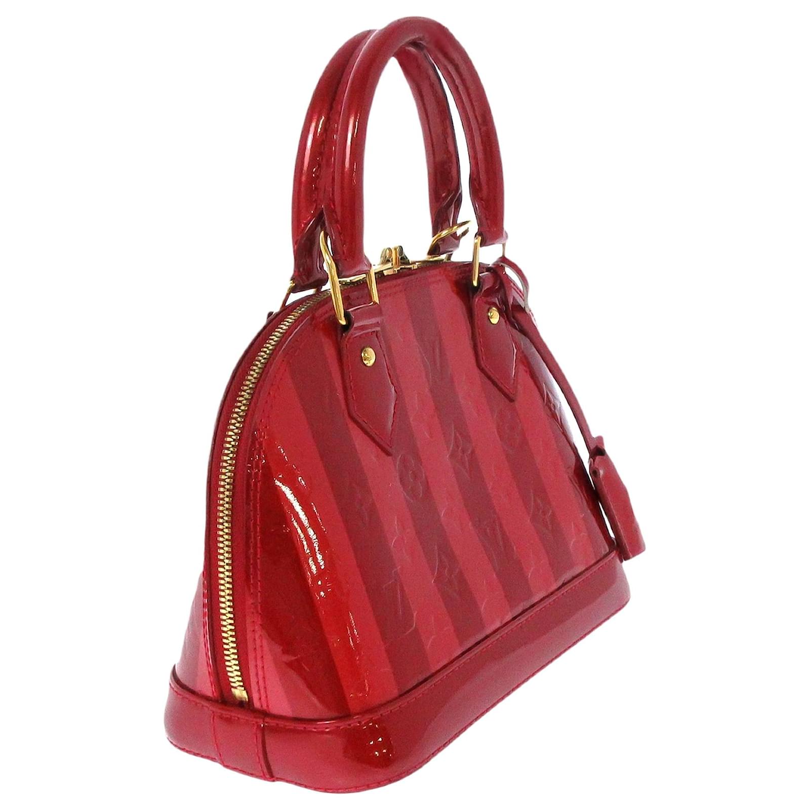 Louis Vuitton Red Vernis Rayures Alma BB Leather Patent leather ref.771905  - Joli Closet