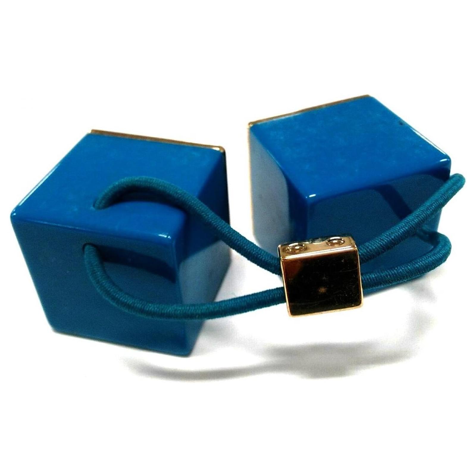 Used] LOUIS VUITTON Hair Cube Accessory Hair Elastic Blue Green x Gold  Plastic x Metal Material Golden ref.367143 - Joli Closet