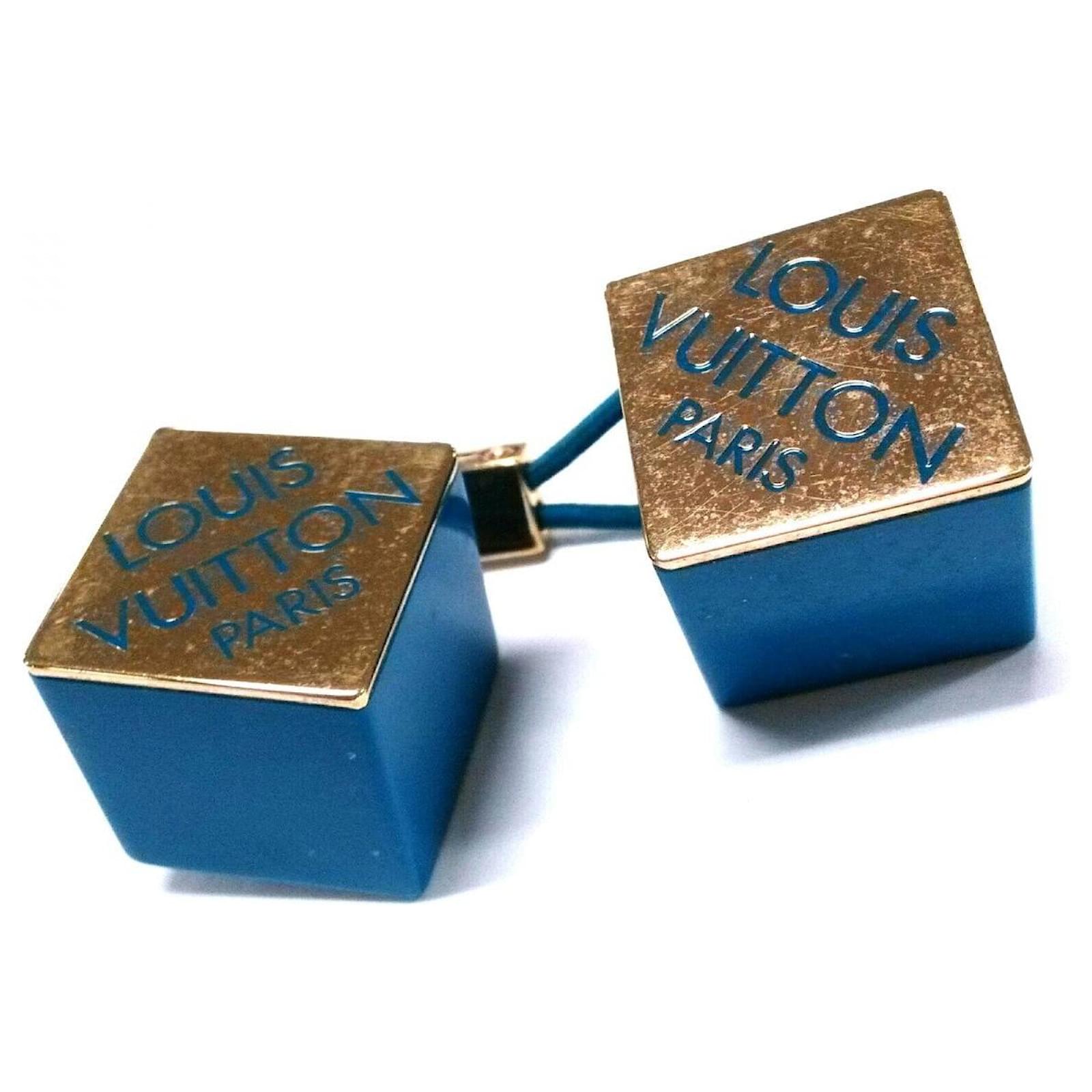 Used] LOUIS VUITTON Hair Cube Accessory Hair Elastic Blue Green x Gold  Plastic x Metal Material Golden ref.367143 - Joli Closet