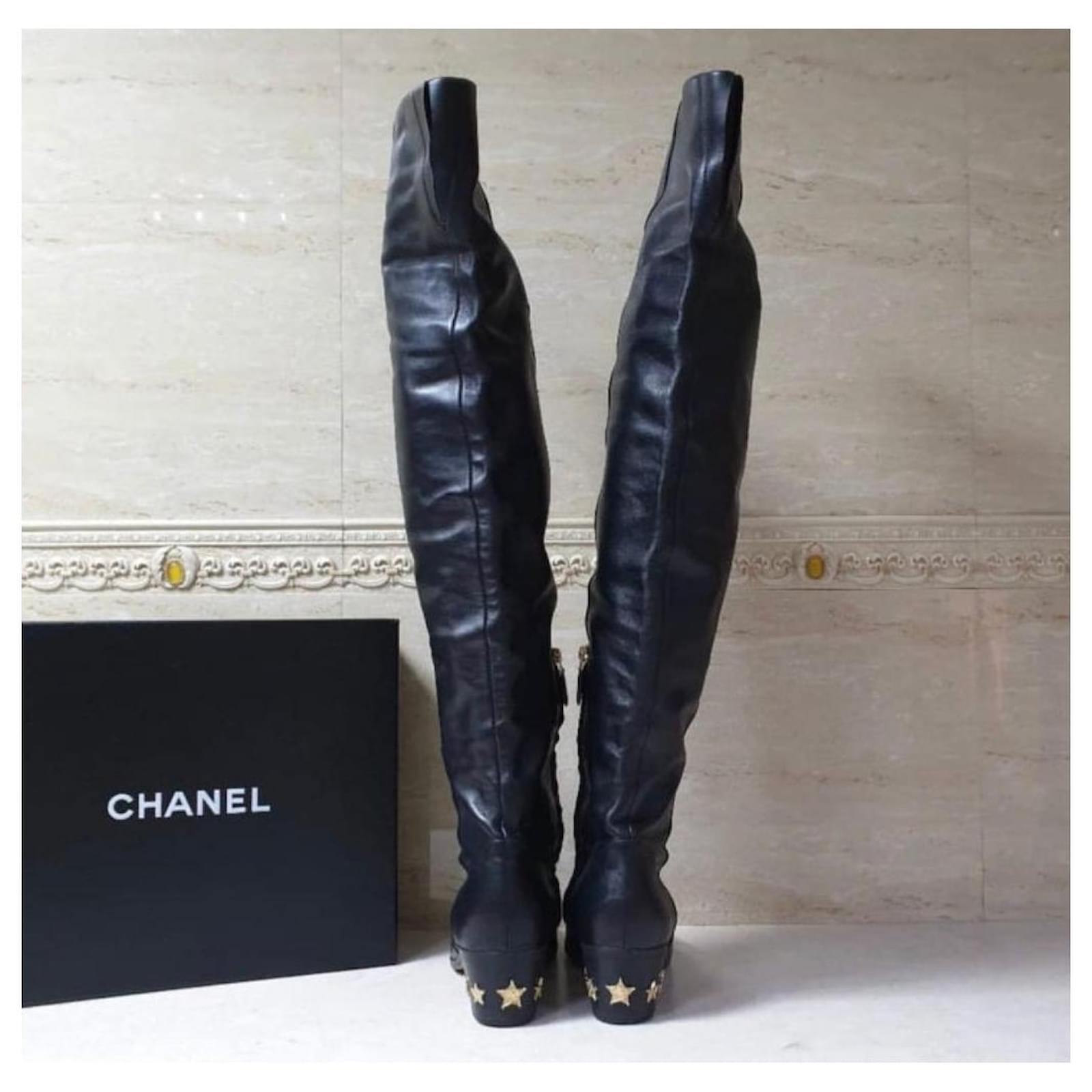 Chanel 2018 Greece Pearl Chain Ankle Boots Black 38.5 18C G33931
