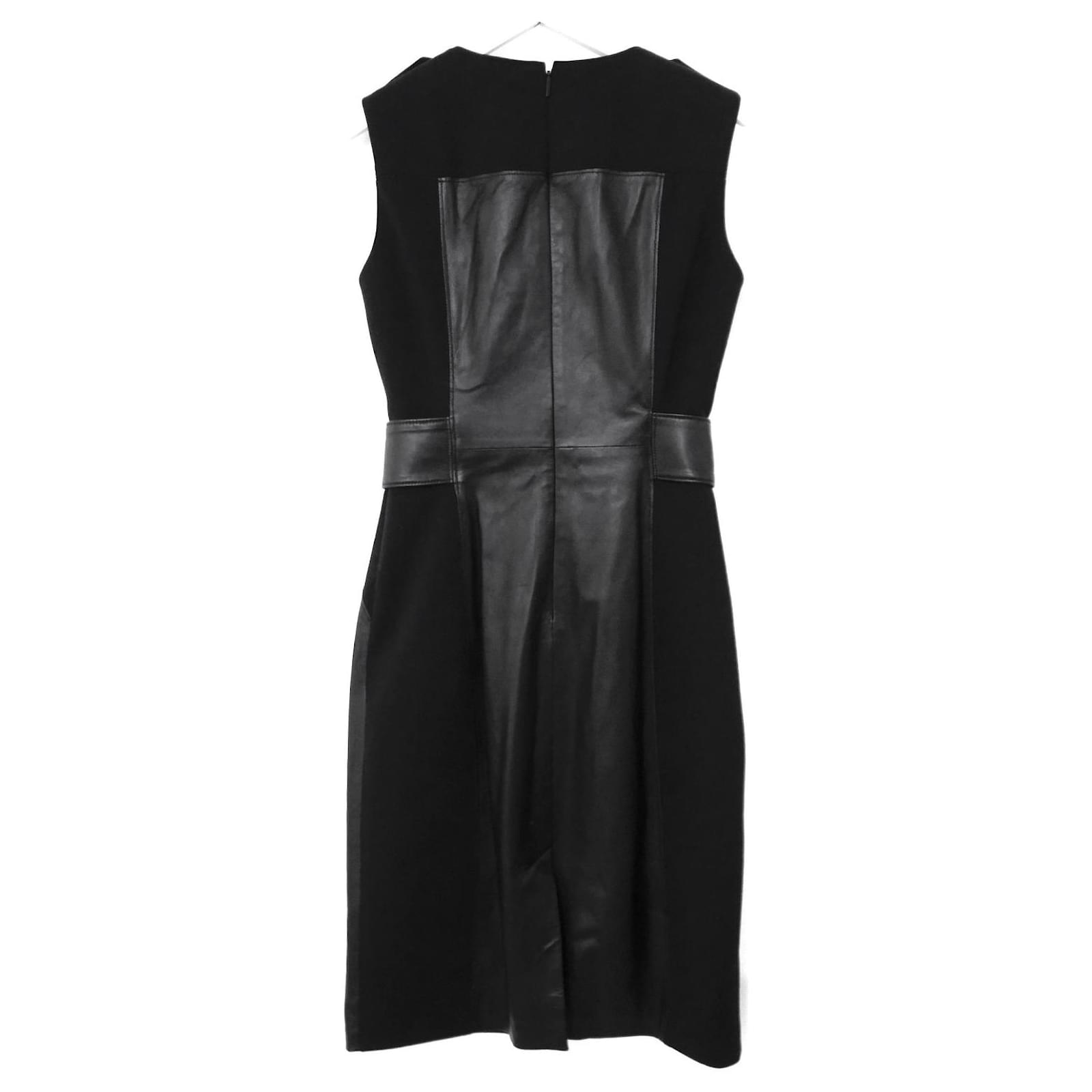 Tory Burch Luisa Leather Dress Black  - Joli Closet